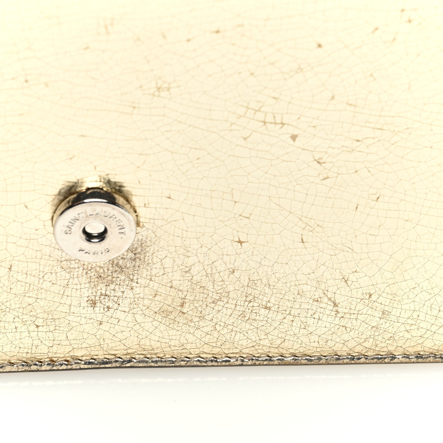 Saint Laurent Metallic Crackled Calfskin Kate Monogram Tassel Chain Wallet Gold 12 of 15