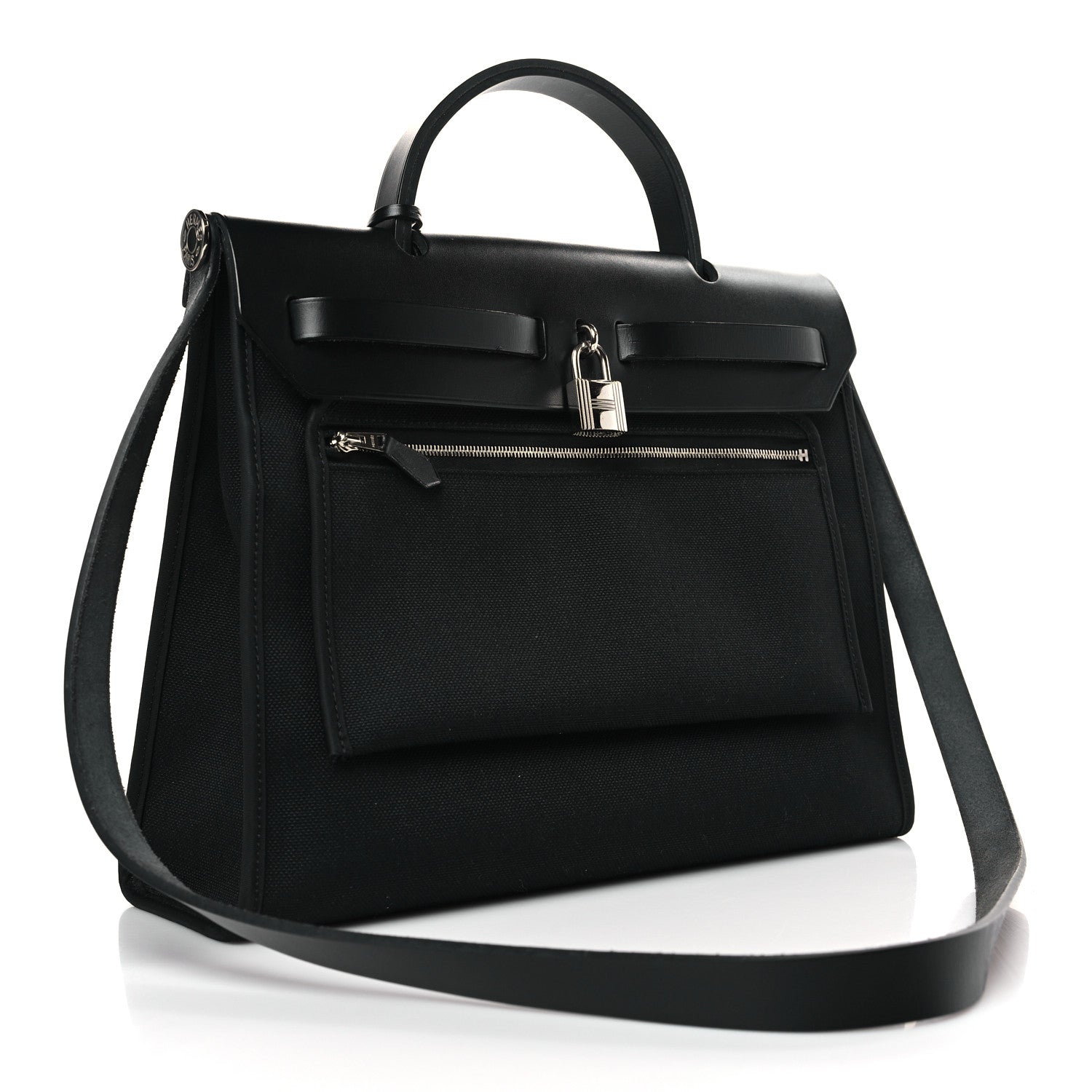 Hermes Military Toile Vache Hunter Herbag Zip PM 31 Black 3 of 8