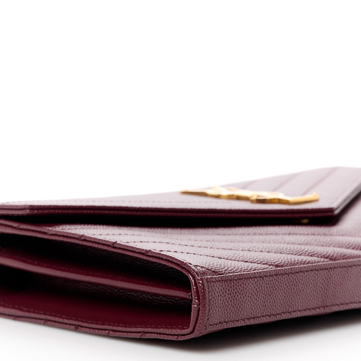 Grain De Poudre Matelasse Chevron Monogram Chain Wallet Rouge Legion