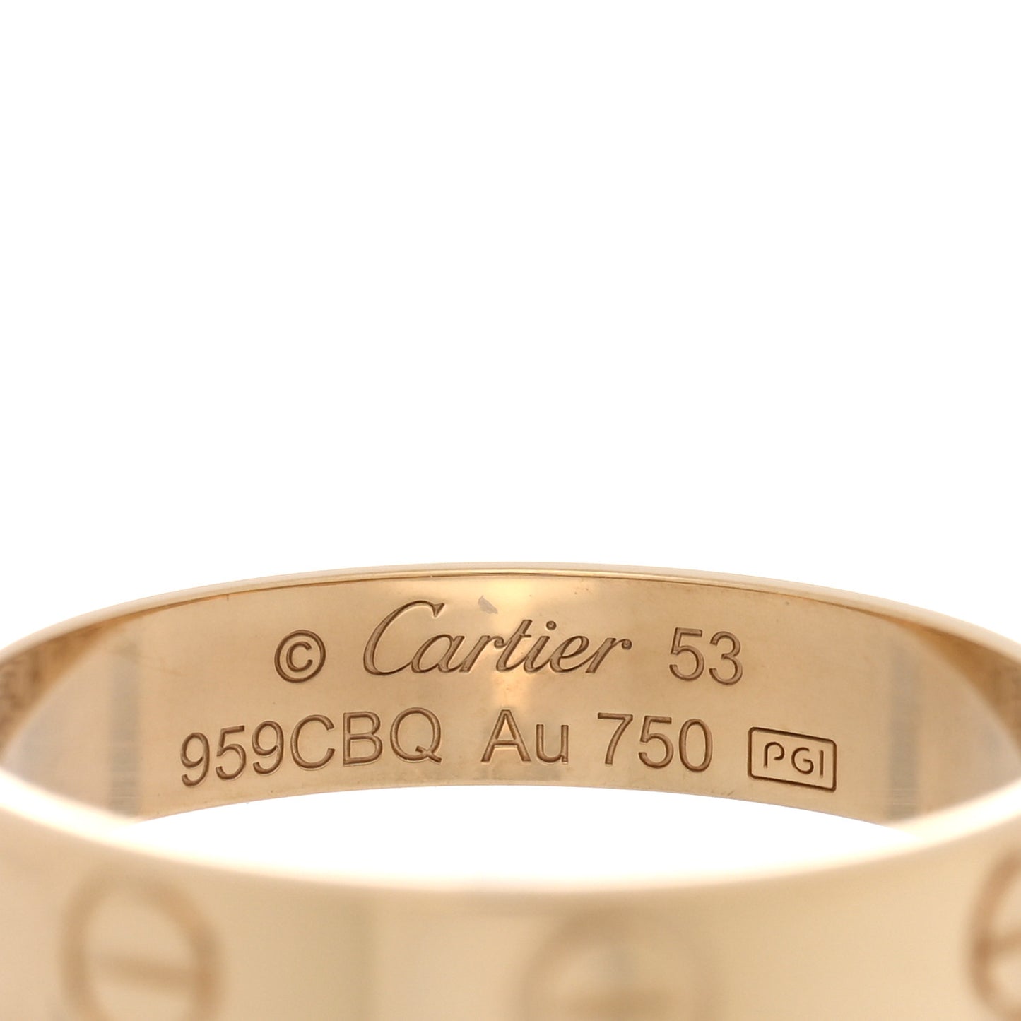 18K Yellow Gold 3.5mm LOVE Wedding Band Ring 53 6.5