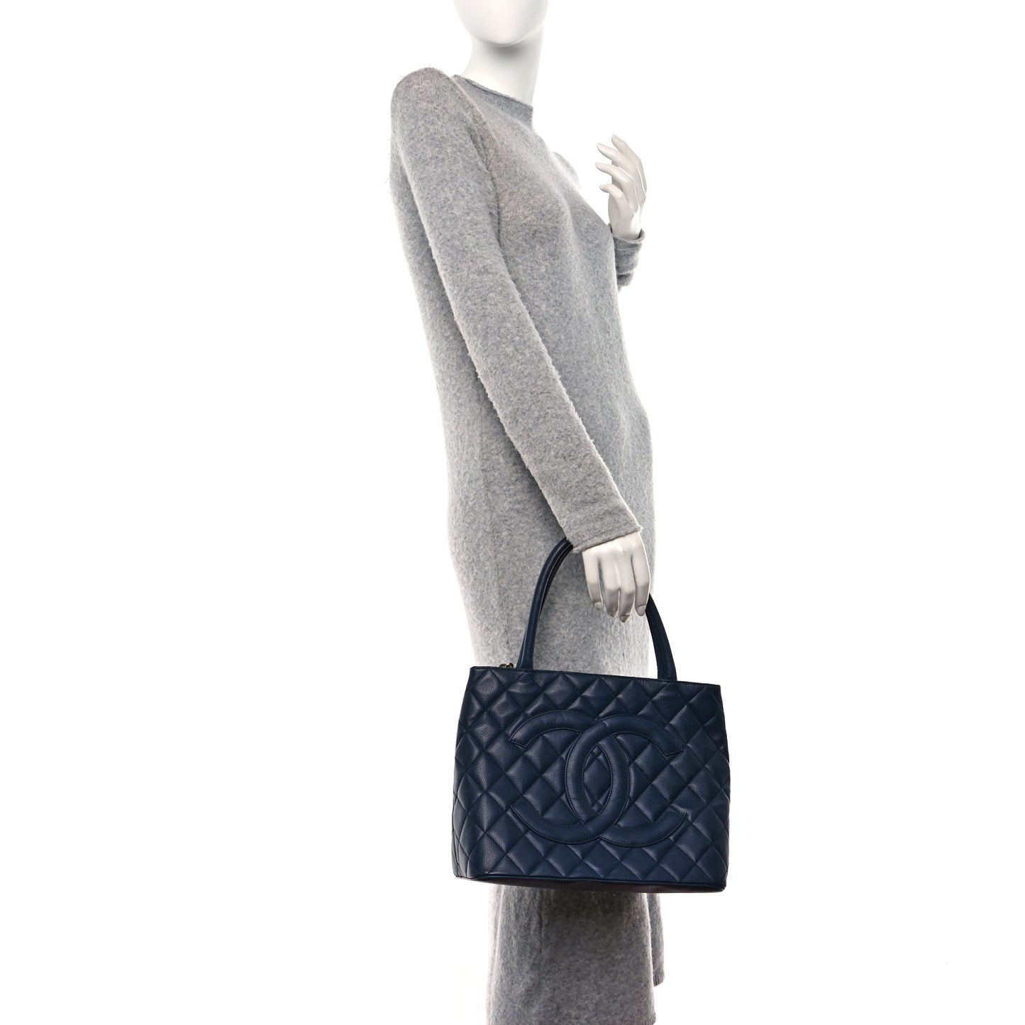 Caviar Quilted Medallion Tote Blue