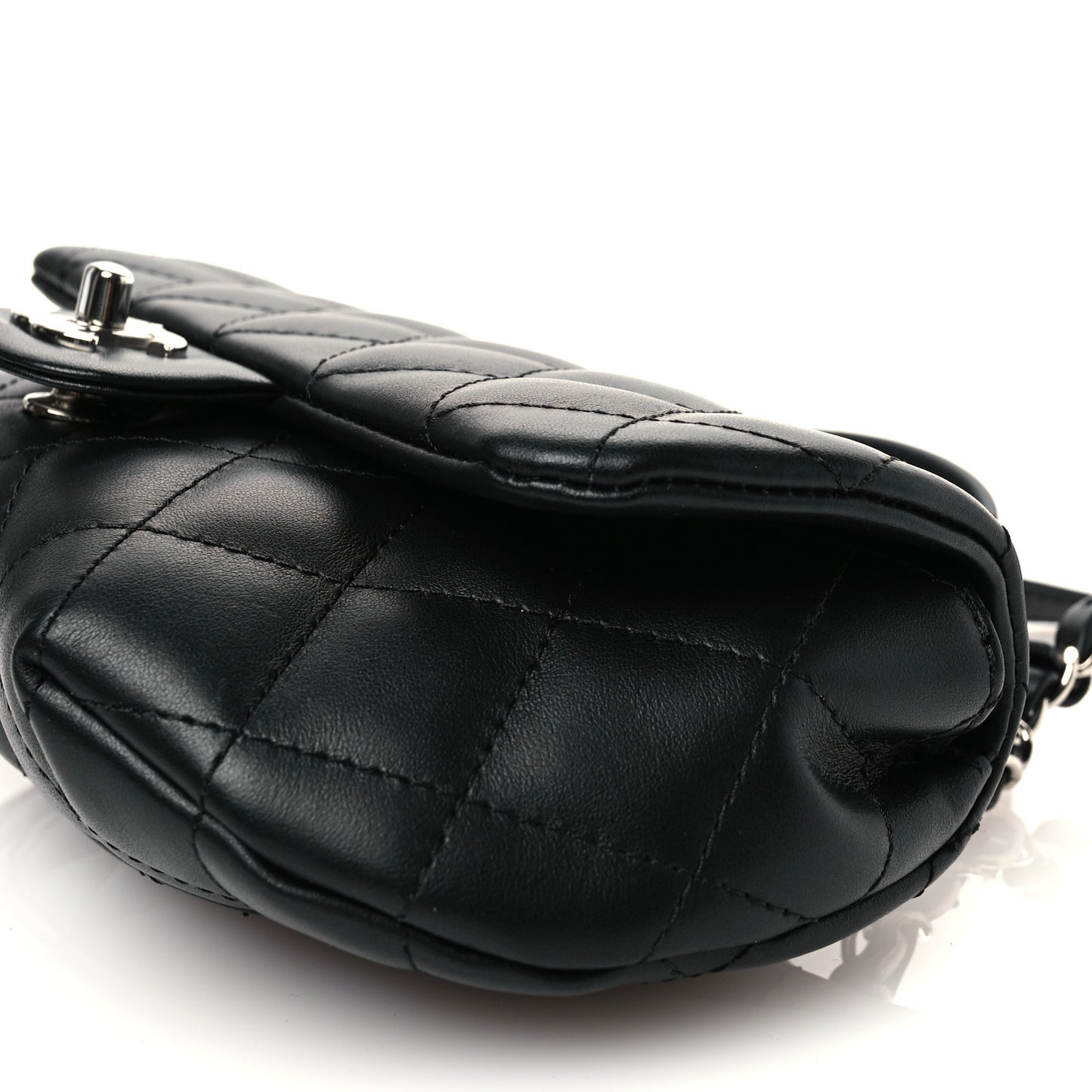 Calfskin Quilted CC Uniform Flap Belt Bag Black