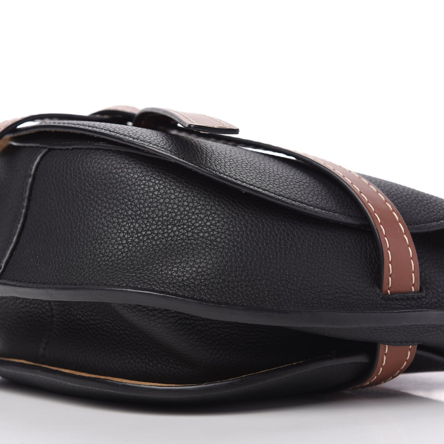 Grained Calfskin Small Gate Crossbody Bag Pecan Black