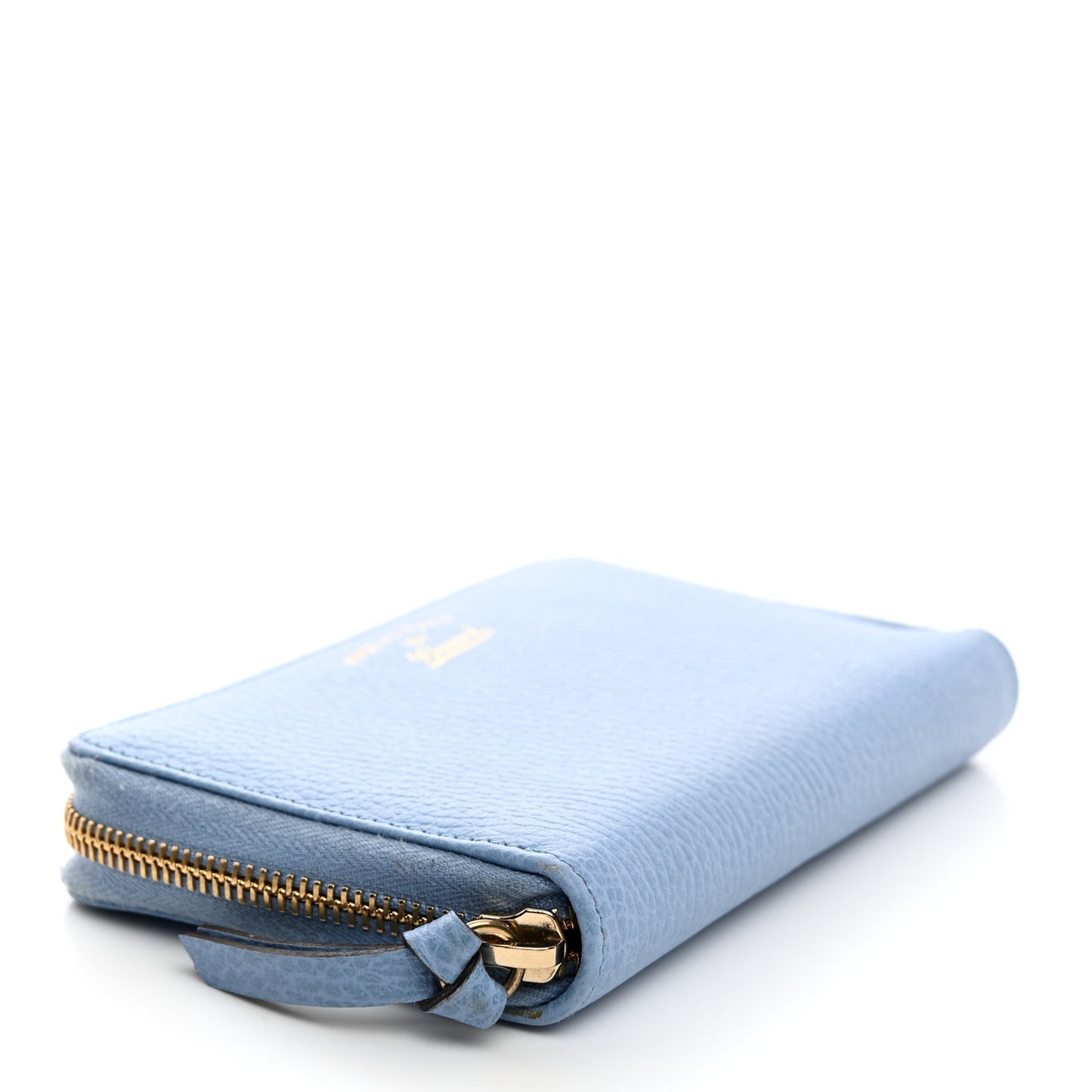 Dollar Calfskin Medium Swing Zip Around Wallet Light Blue