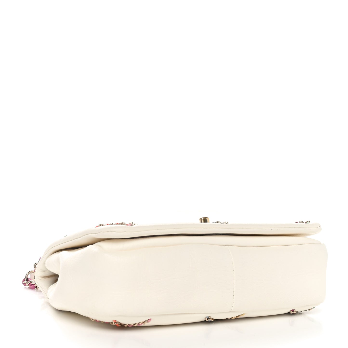 Lambskin Small Entwined Chain Flap White Multicolor