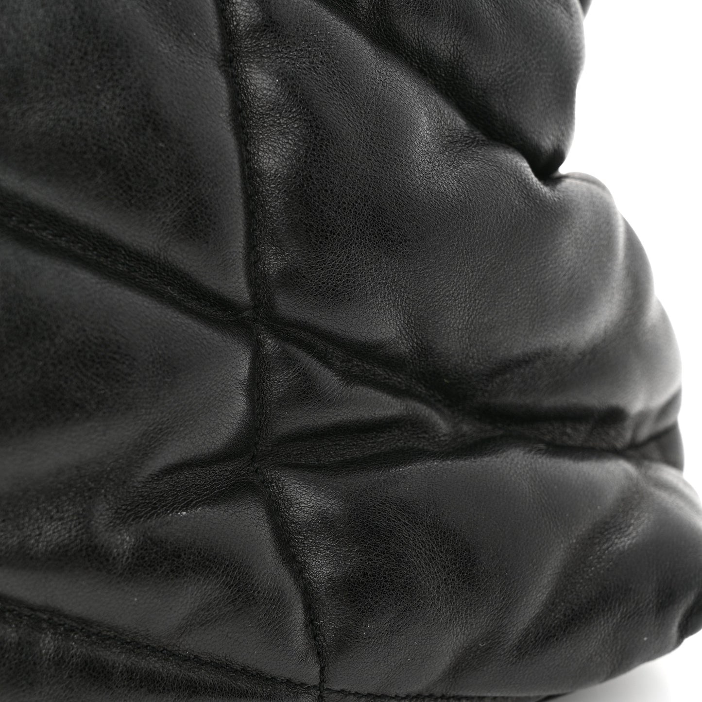 Lambskin Quilted Medium Loulou Puffer Monogram Chain Satchel Black