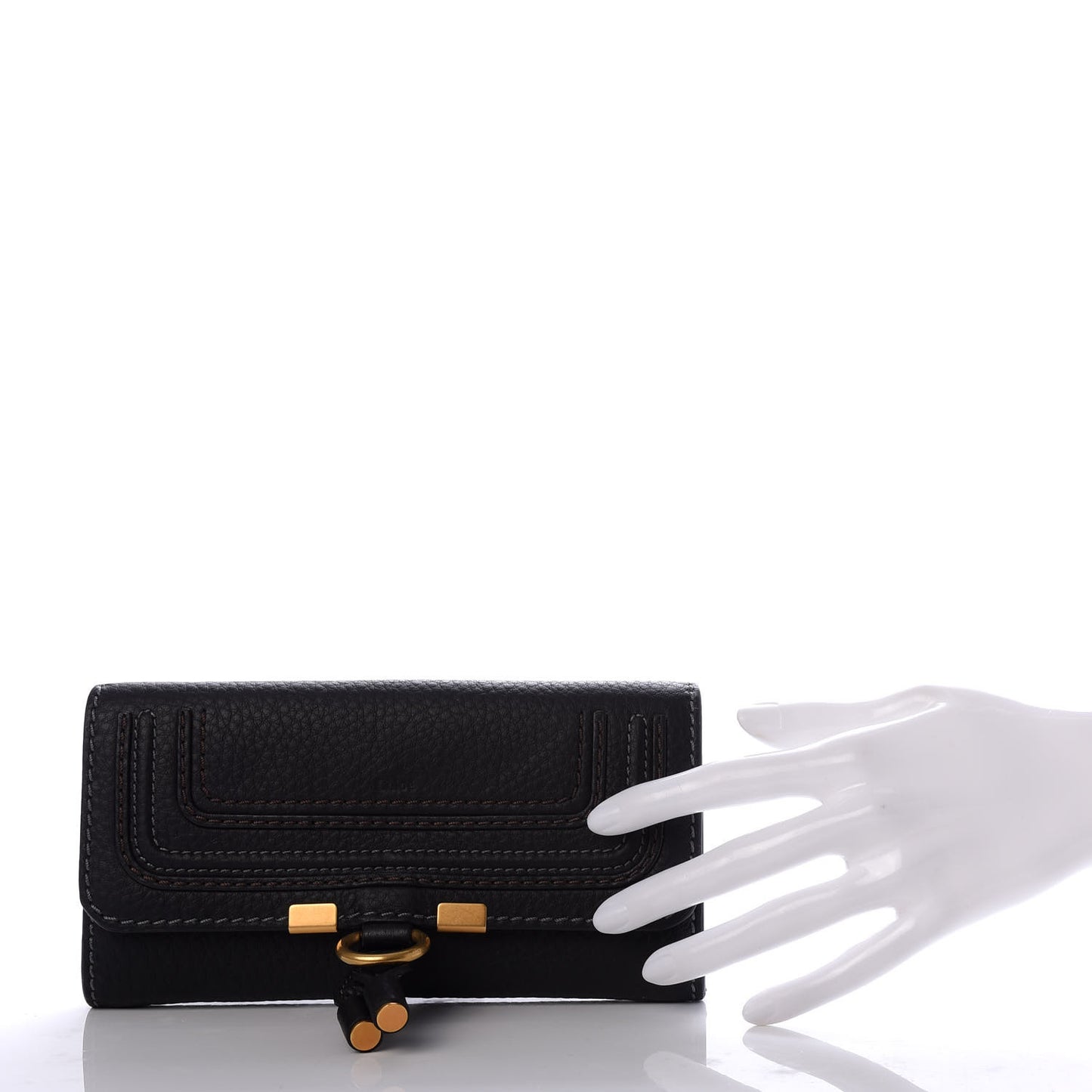 Calfskin Marcie Continental Flap Wallet Black