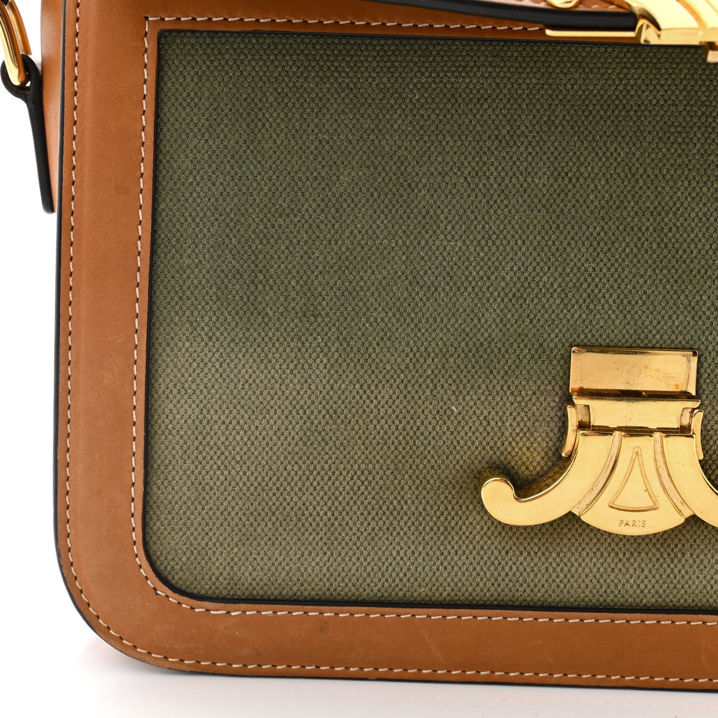 Textile Natural Calfskin Classique Triomphe Khaki Tan