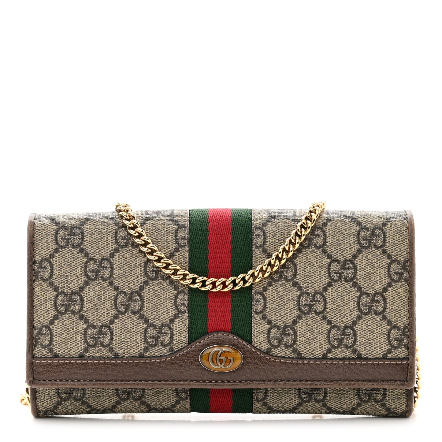 GG Supreme Monogram Web Ophidia Wallet On Chain Brown