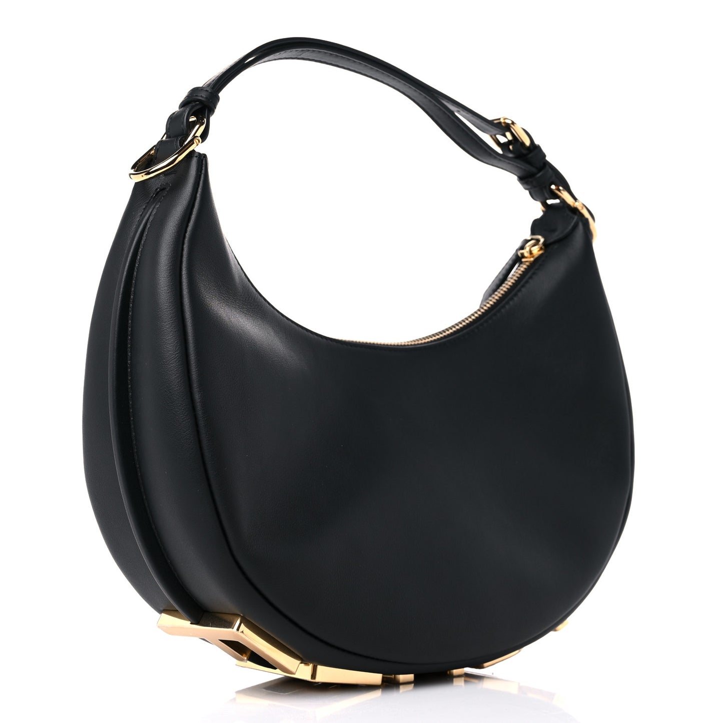 Vitello Grace Matte Small Fendigraphy Hobo Bag Black