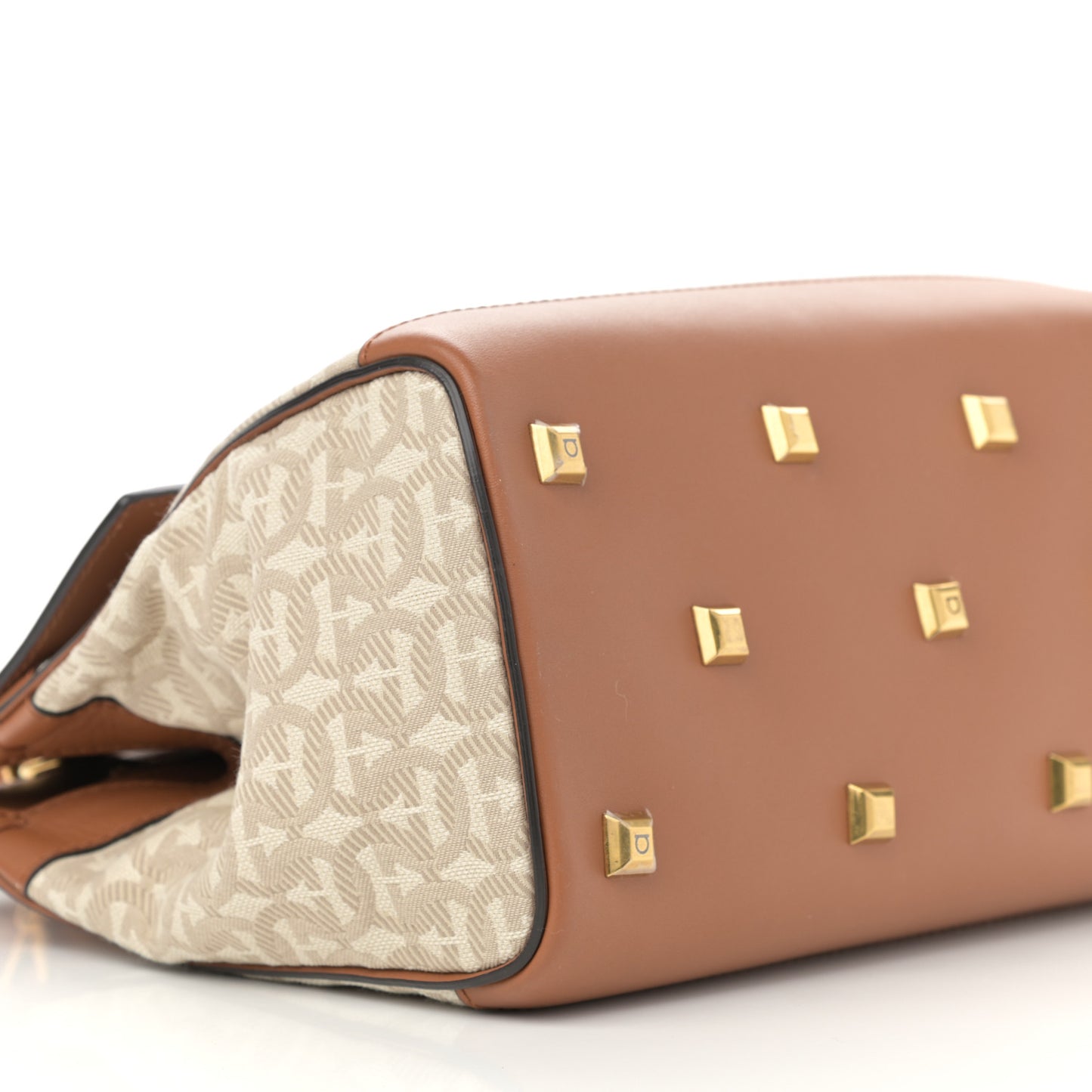 Canvas Calfskin Gancini Medium The Studio Bag Beige Brown