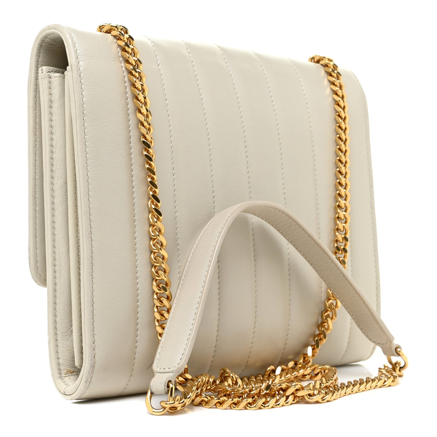 Lambskin Matelasse Small Vicky Chain Bag White