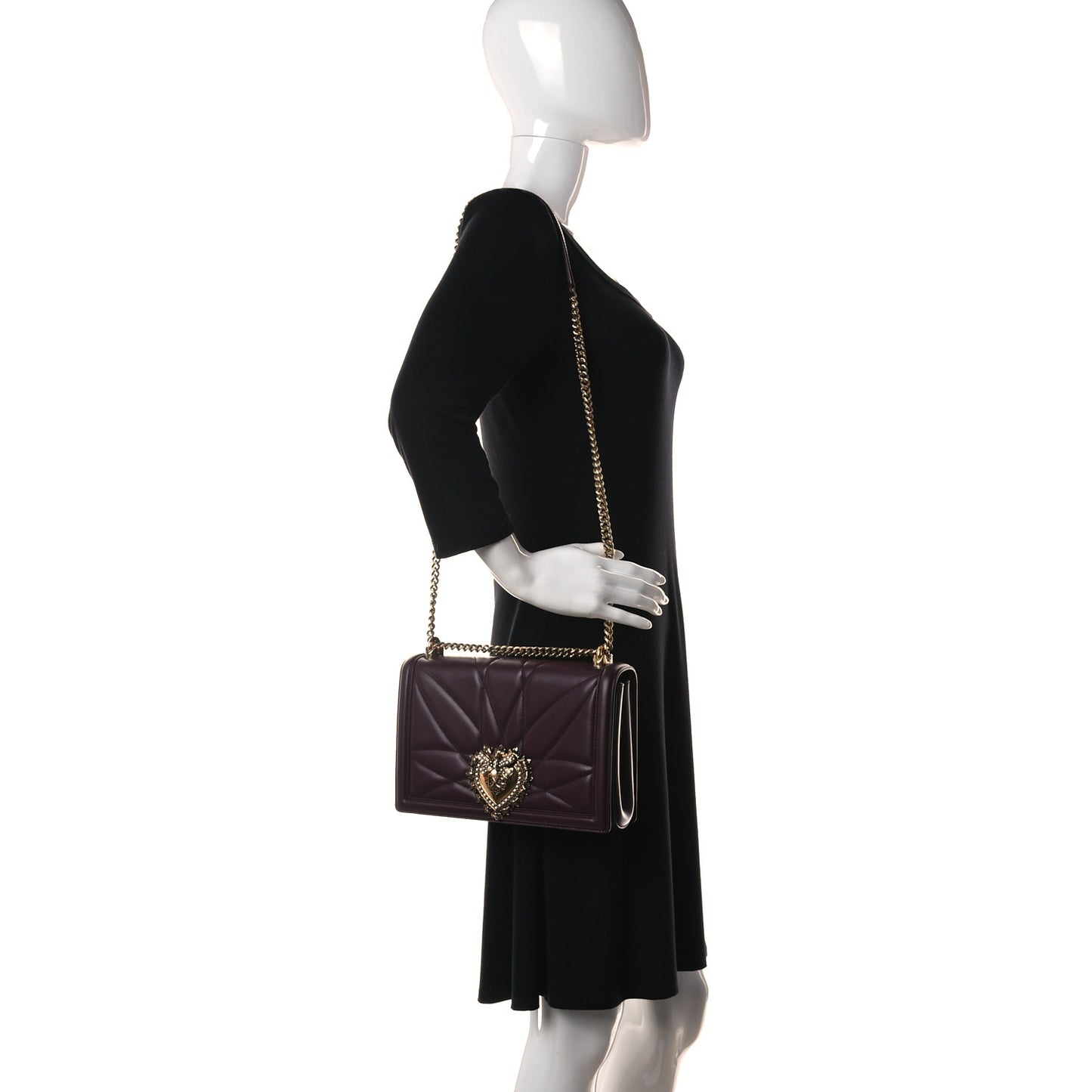 Calfskin Large Devotion Bag Burgundy