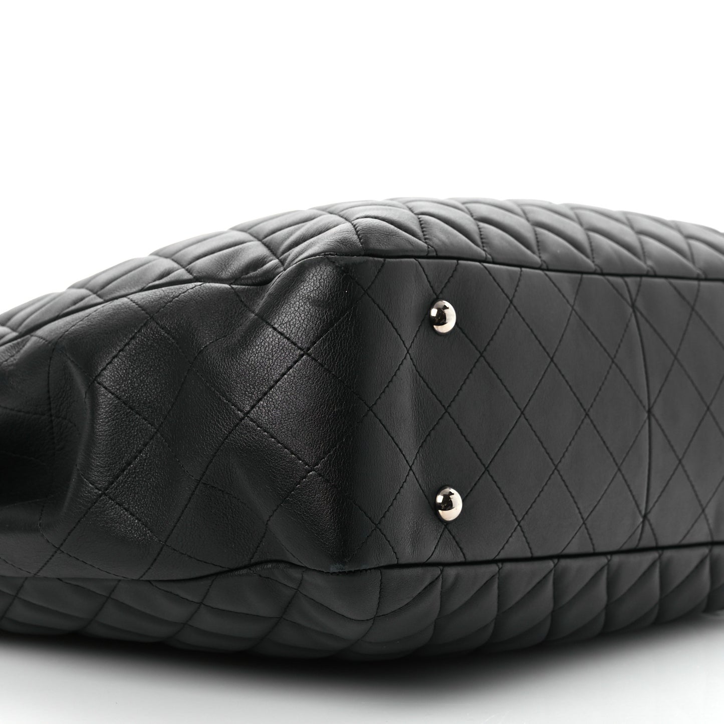 Calfskin Quilted Large CC Shopping Tote Black