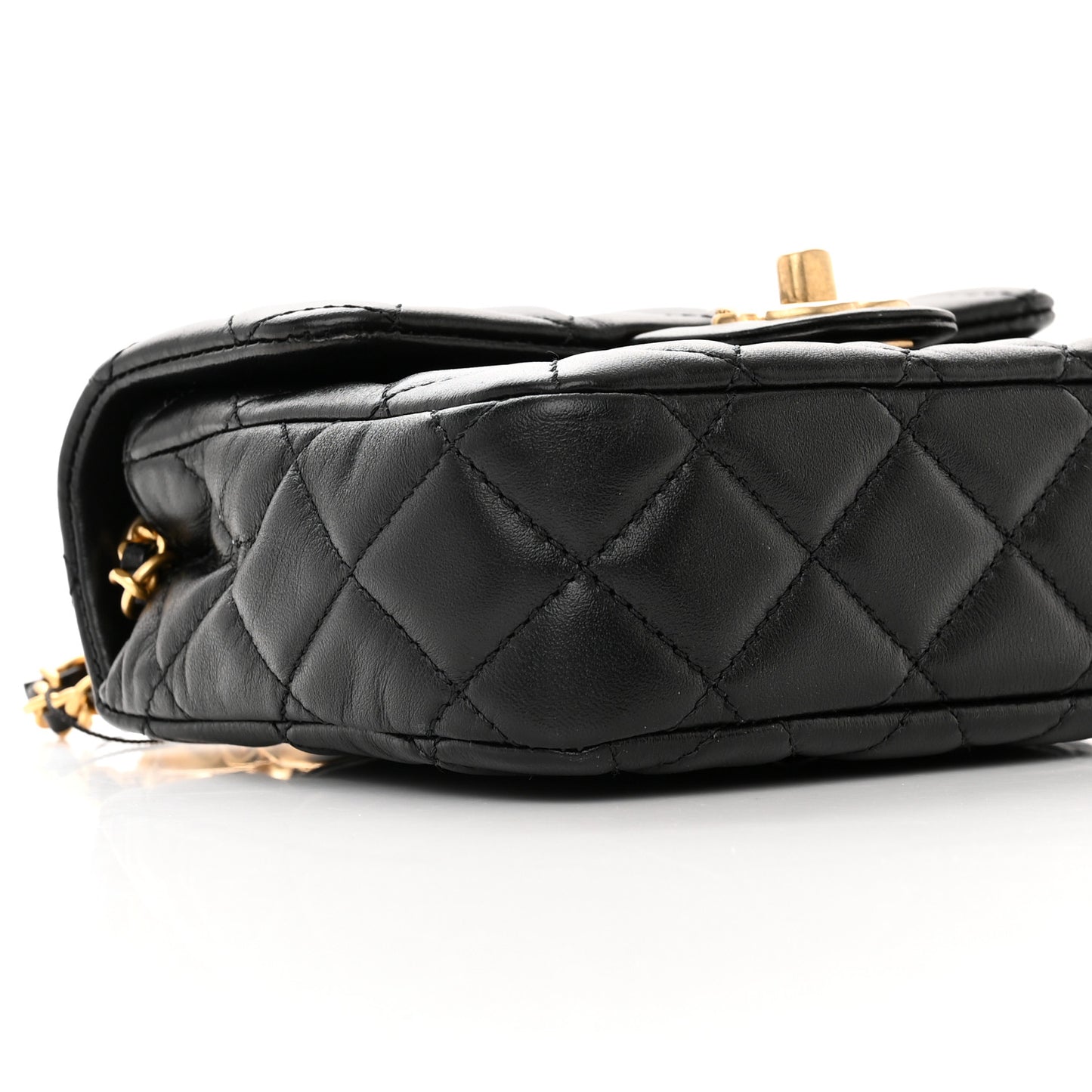 Lambskin Enamel Quilted Mini Coco Hearts Square Flap Black