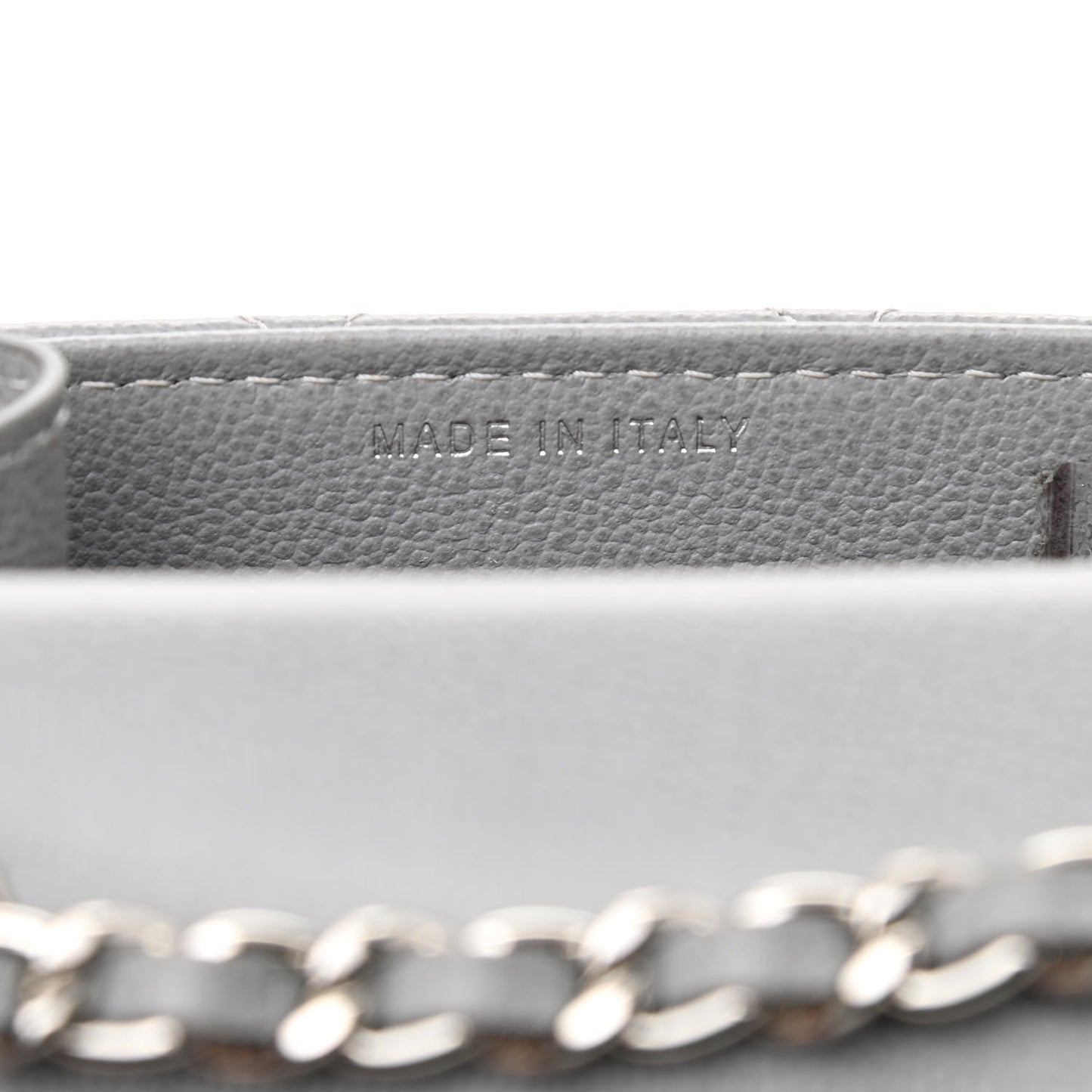 Grained Calfskin Quilted CC Box Clutch With Chain Grey