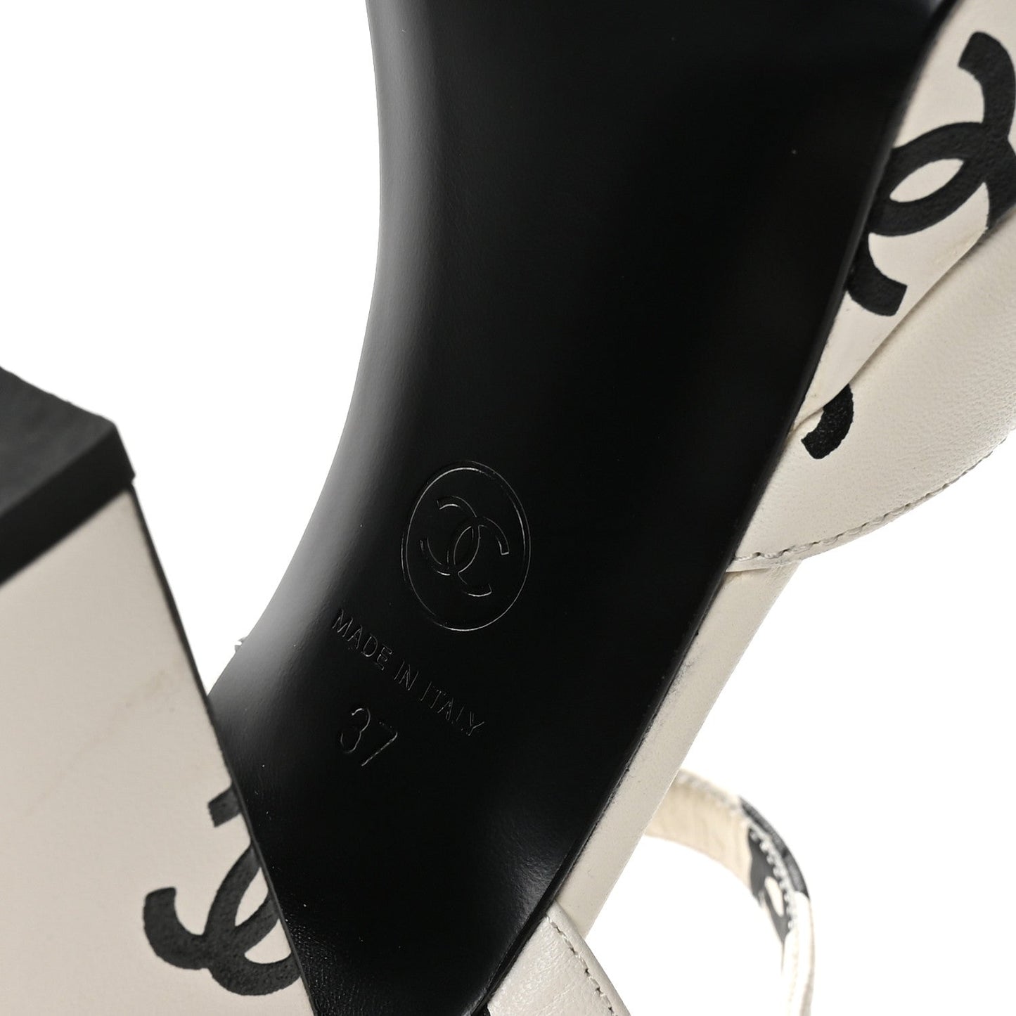 Printed Lambskin Coco Beach Platform Sandals 37 White Black