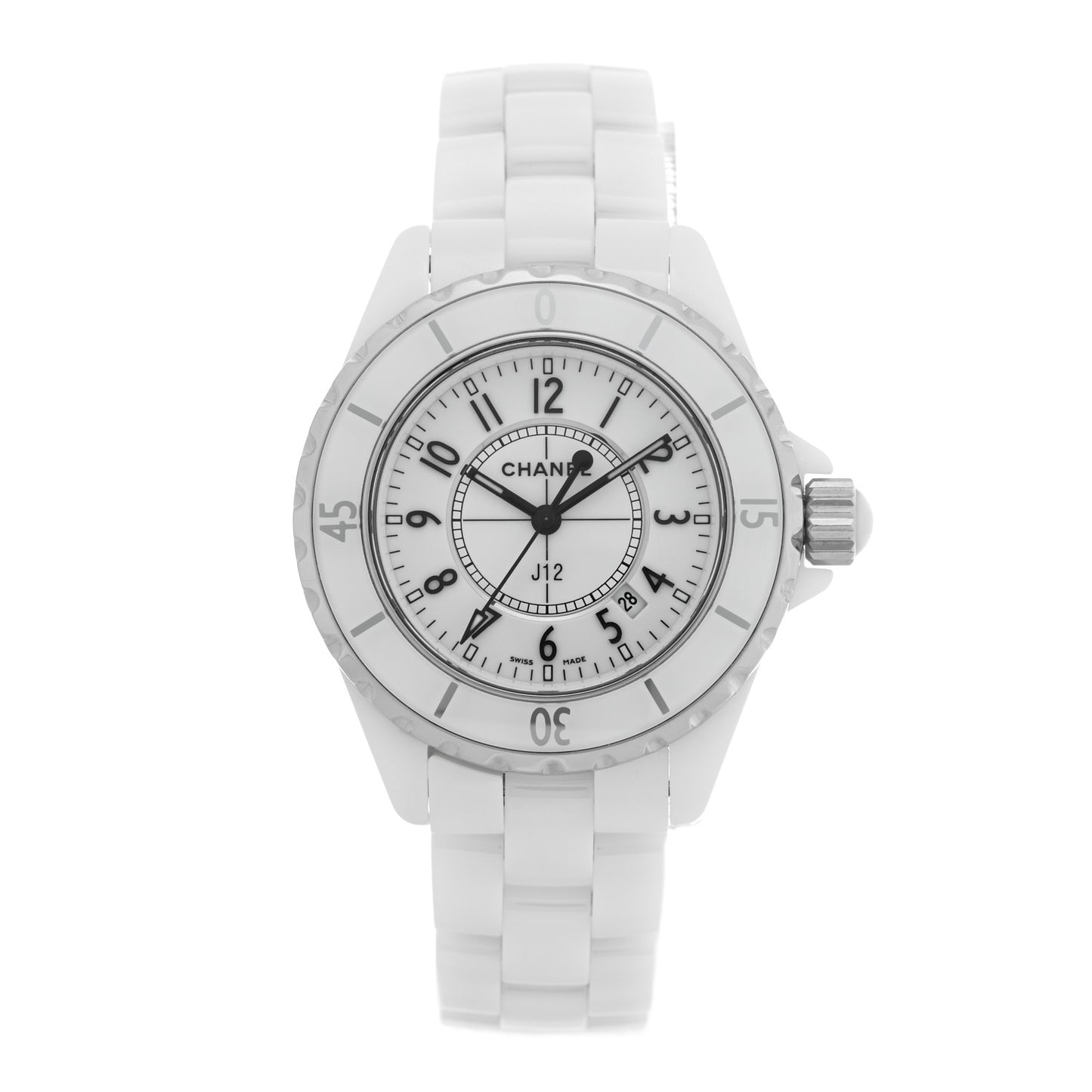Stainless Steel Ceramic 33mm J12 Quartz Watch White