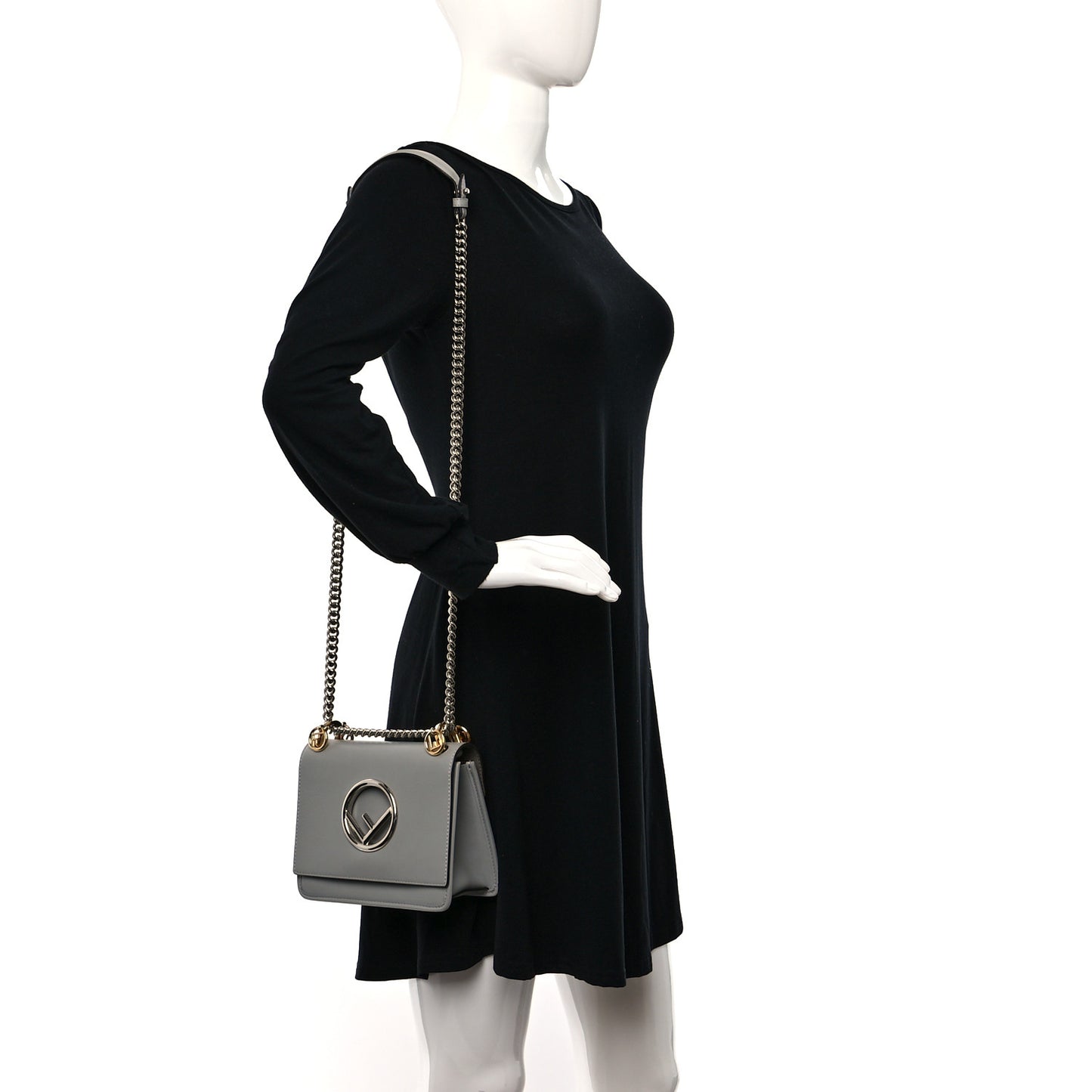 Vitello Century Opaco F is Fendi Small Kan I Shoulder Bag Grigio Perla