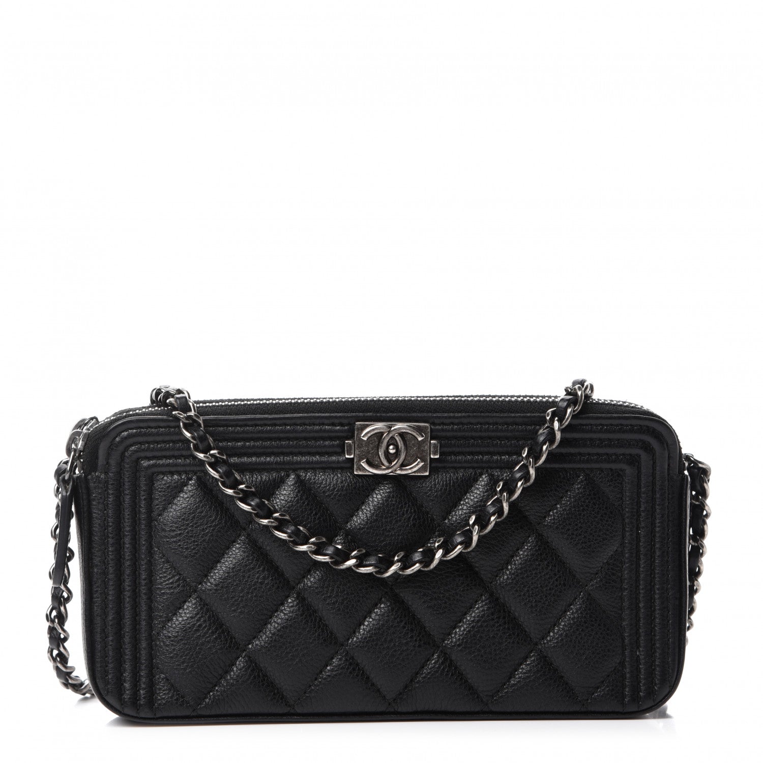 Chanel Calfskin Quilted Small Boy Clutch With Chain Black 1 of 11