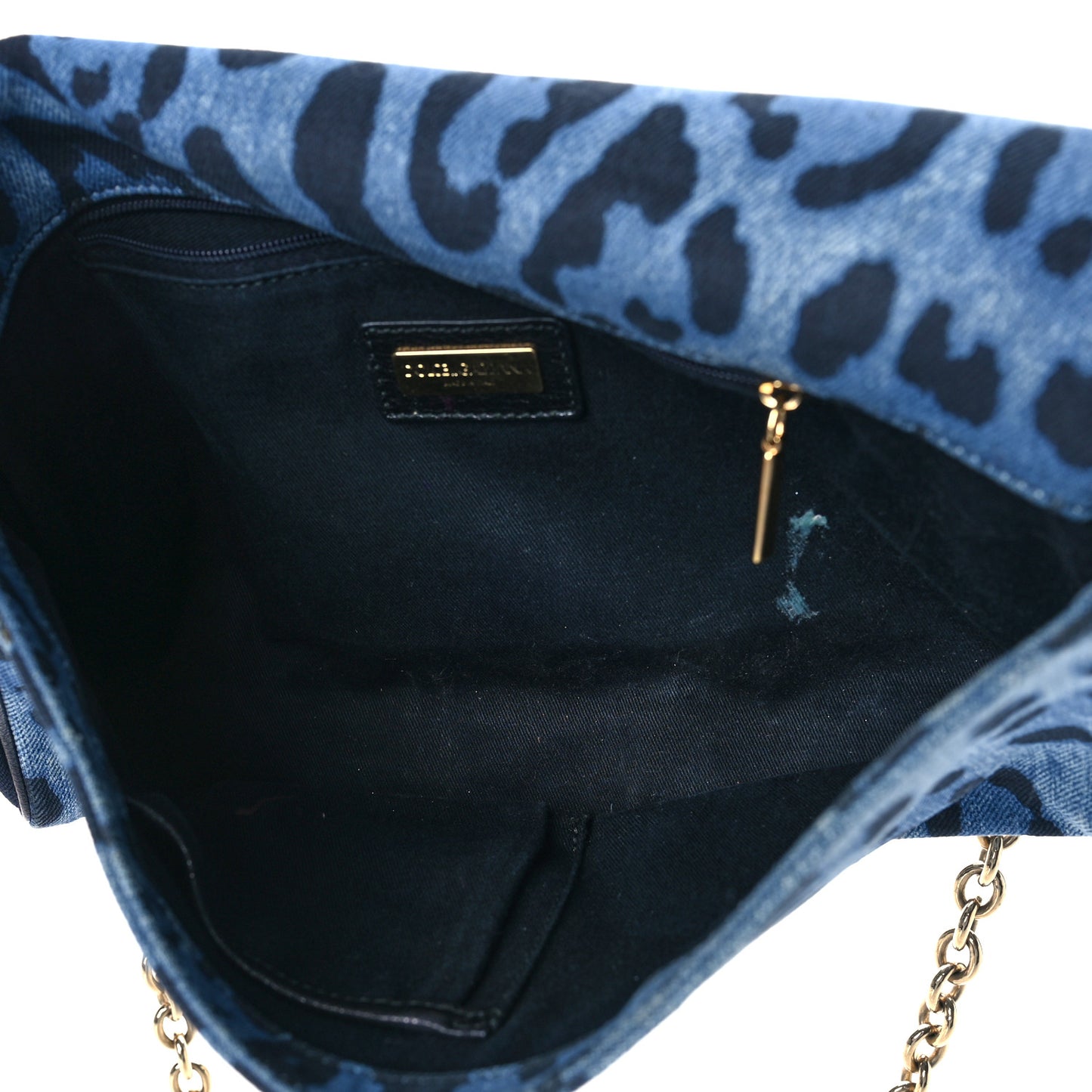 Denim Leopard Print Miss Martini Shoulder Bag Blue