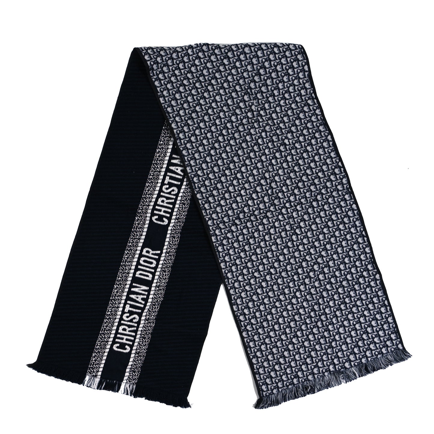 Wool Cashmere Oblique Scarf Navy