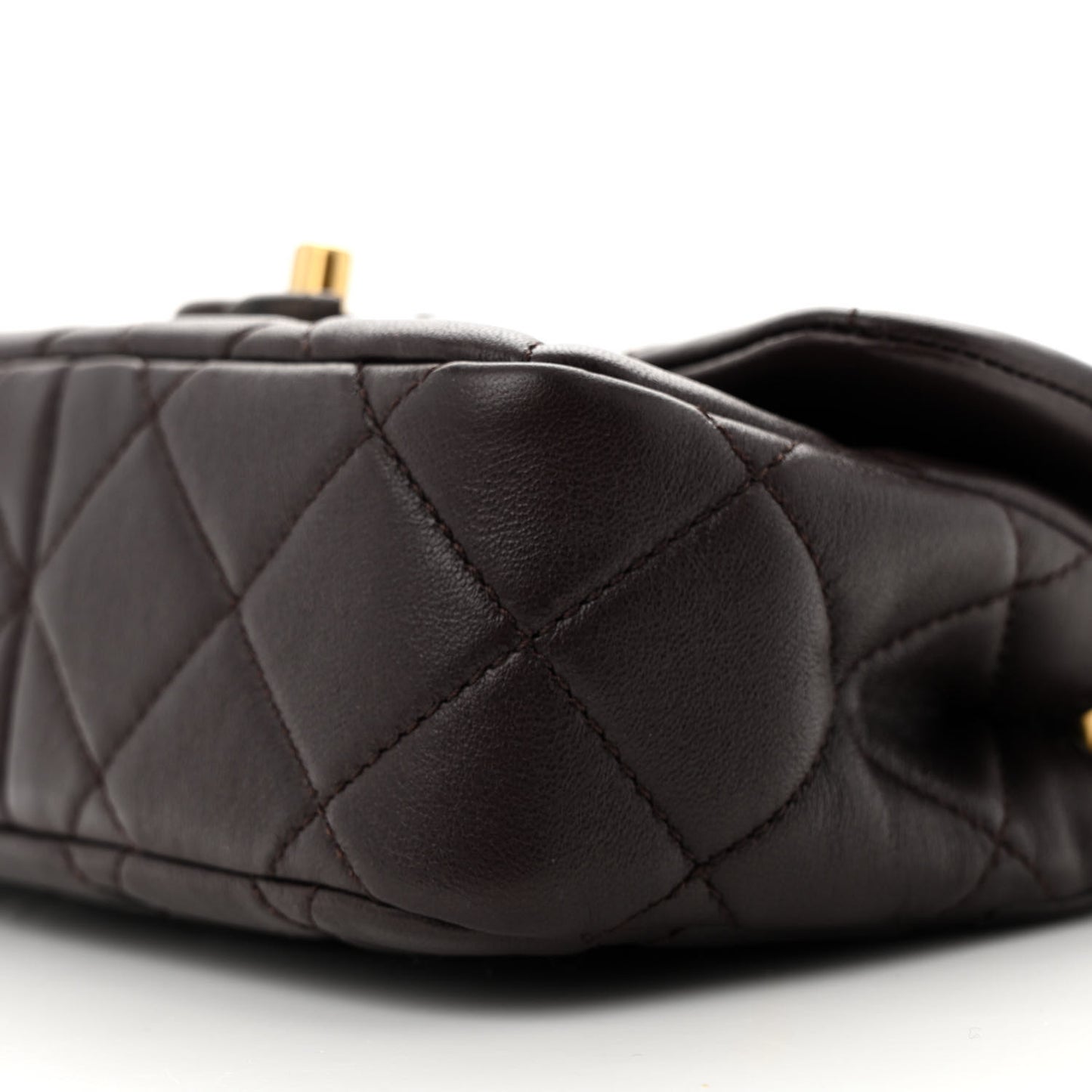 Lambskin Wenge Quilted Mini Fashion Wood Square Flap Dark Purple