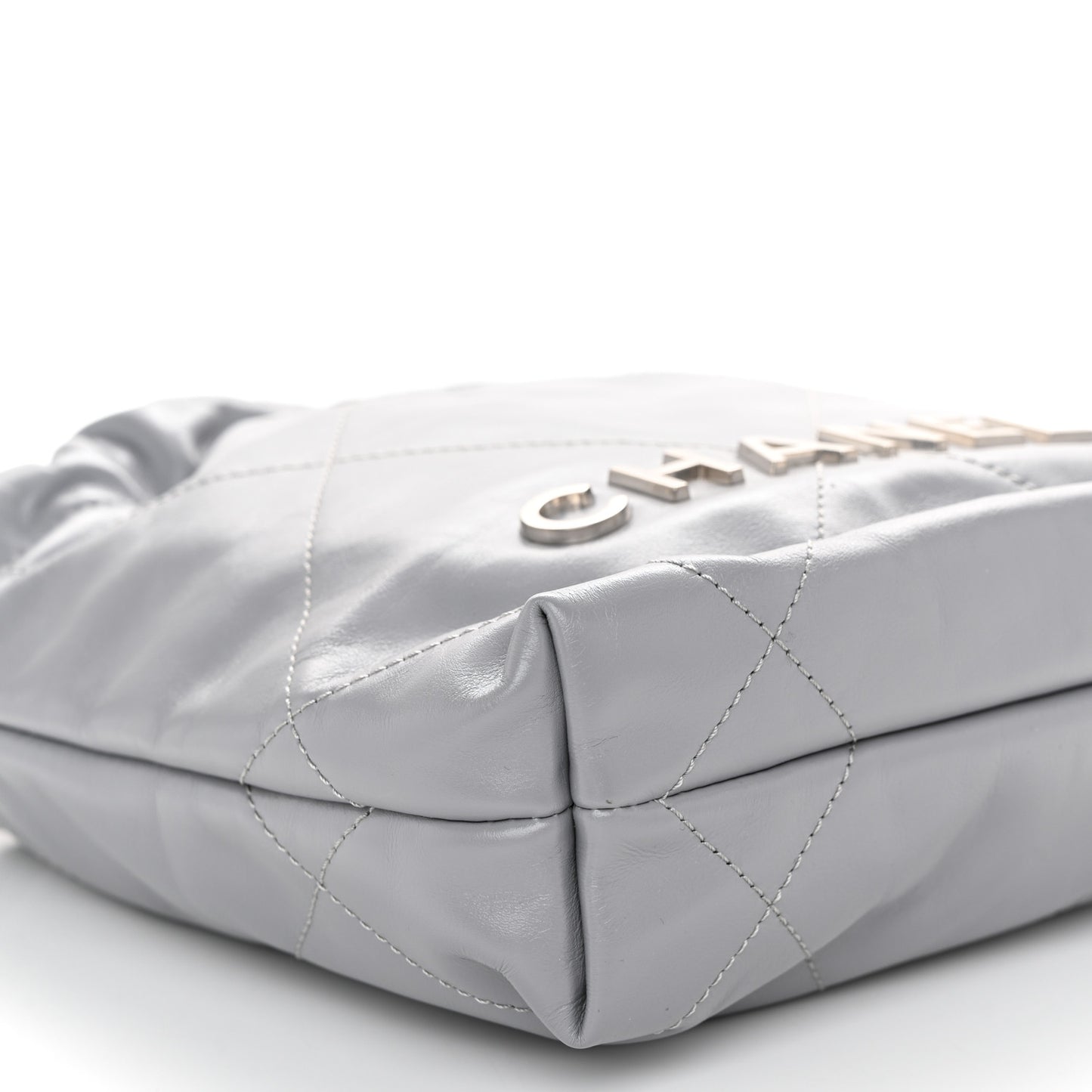 Shiny Calfskin Quilted Mini Chanel 22 Grey