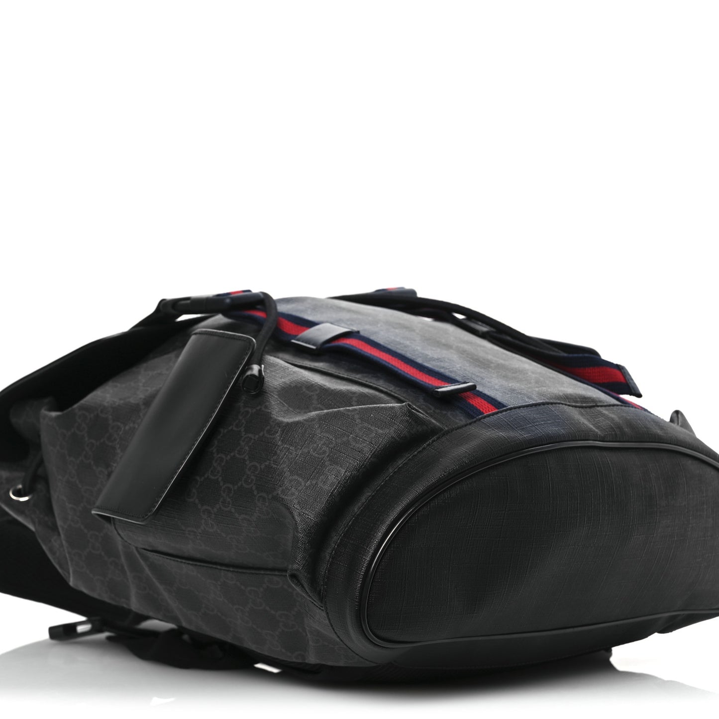 Soft GG Supreme Monogram Calfskin Web Double Buckle Backpack Black