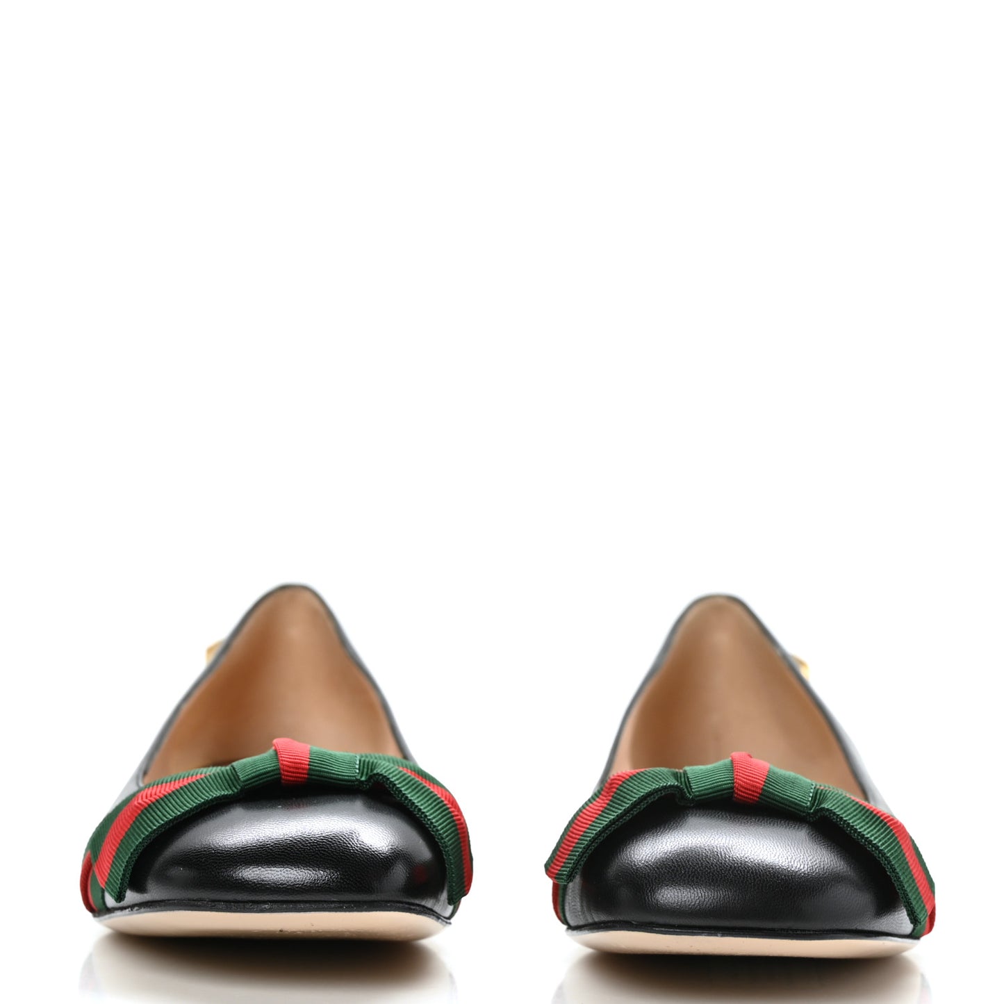 Calfskin Web Ballerina Flat 36 Black