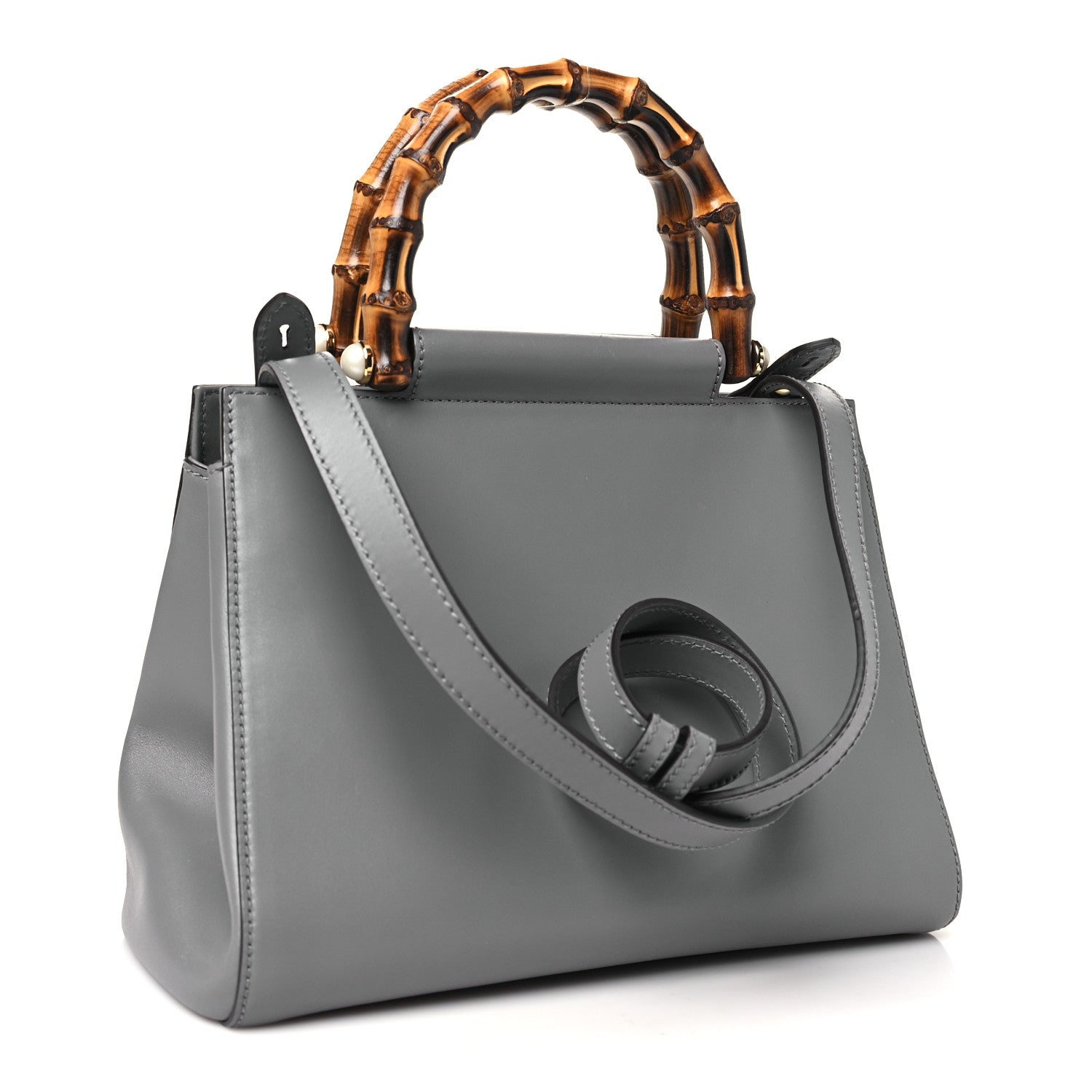 Gucci Nappa Bamboo Small Nymphaea Top Handle Bag Grey 3 of 11