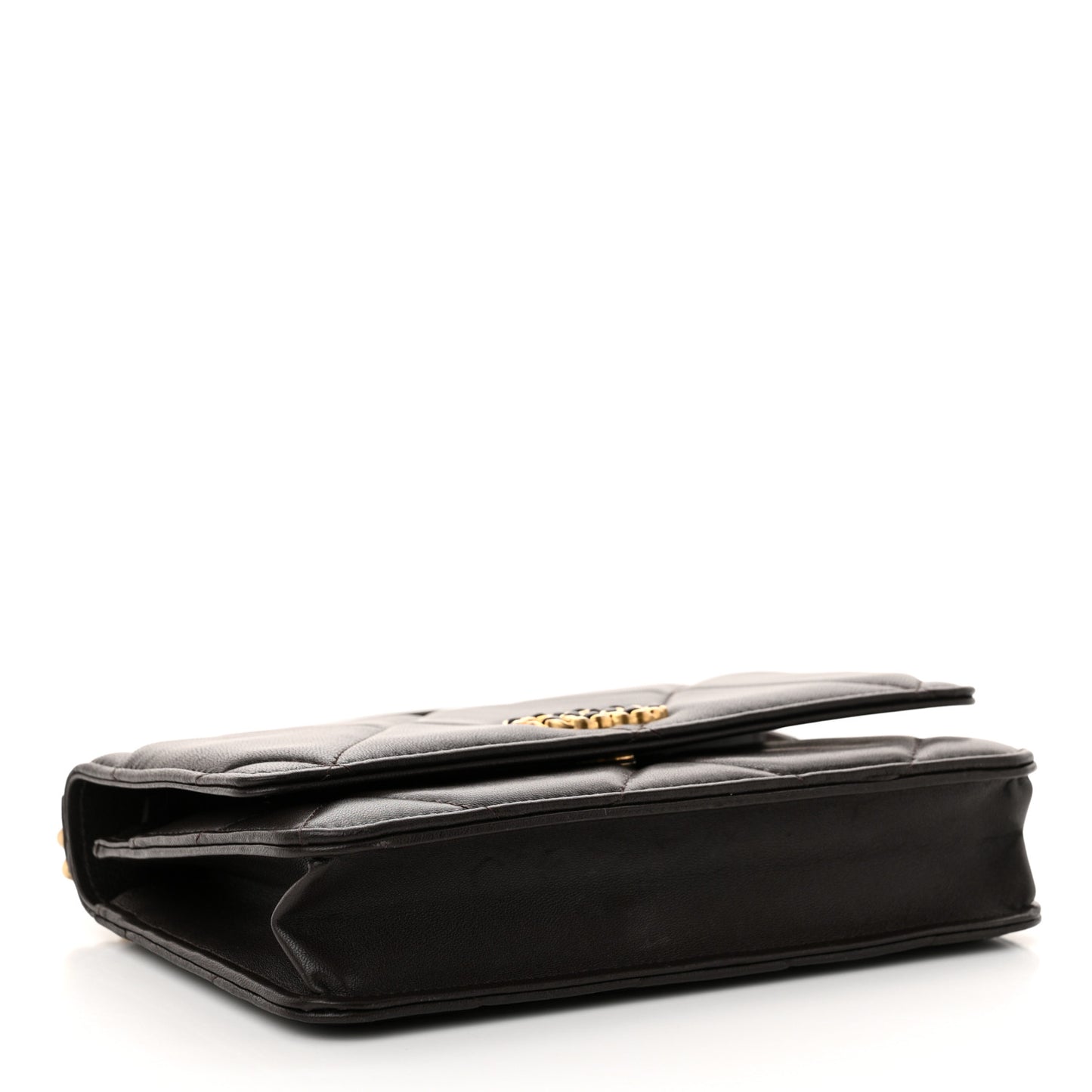 Lambskin Quilted Chanel 19 Wallet On Chain WOC Dark Brown
