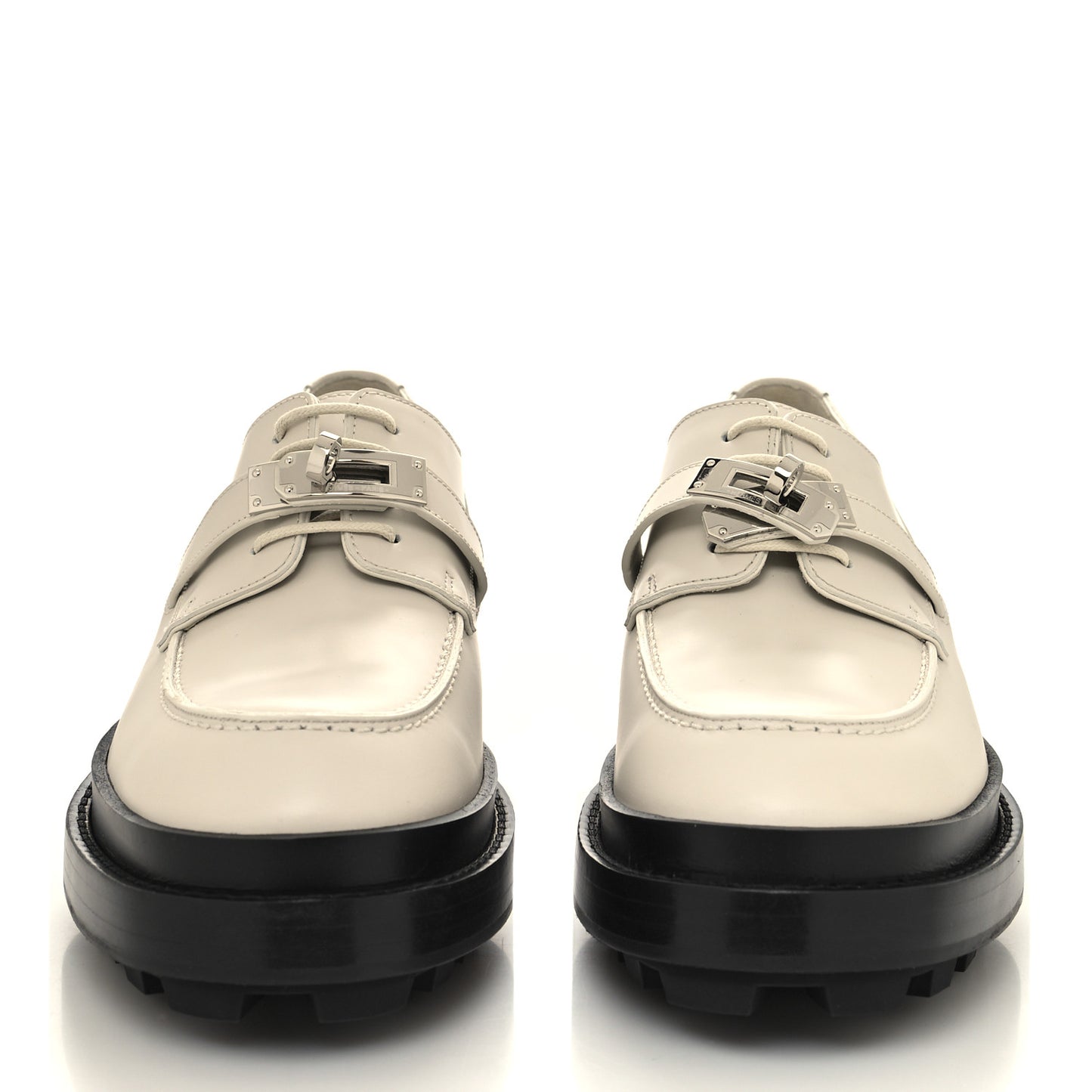 Glazed Calfskin Womens First Derby Shoes 37 Beige Glaise