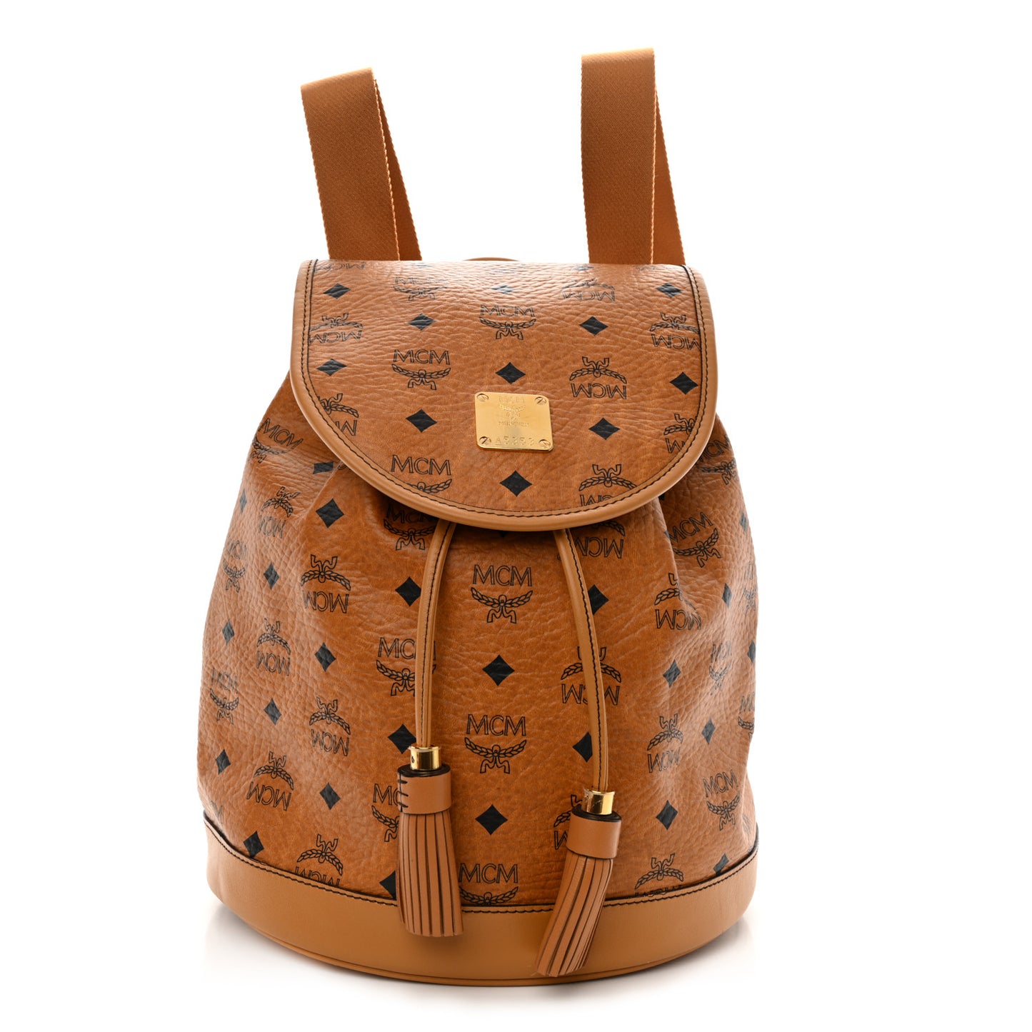 Visetos Drawstring Tassel Backpack Cognac