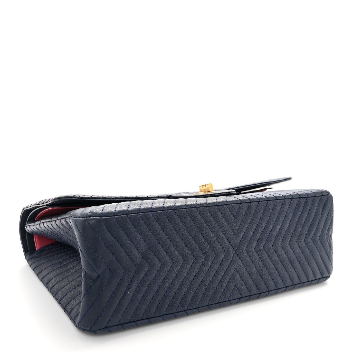 Sheepskin Chevron Quilted 2.55 Reissue 227 Flap Navy Blue