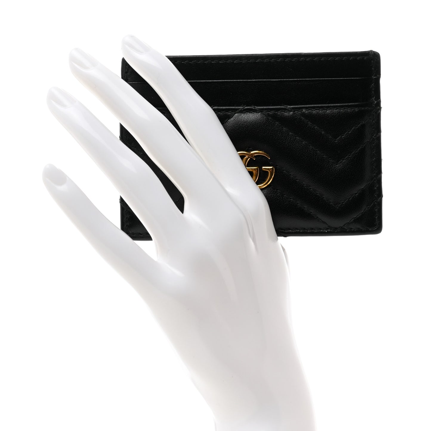 Calfskin Matelasse GG Marmont Card Holder Black