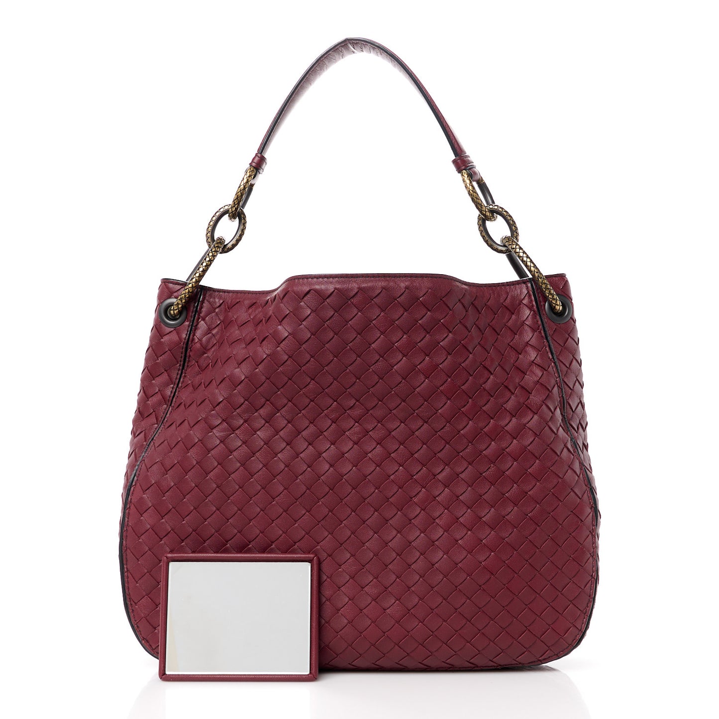 Nappa Intrecciato Medium Loop Dark Red
