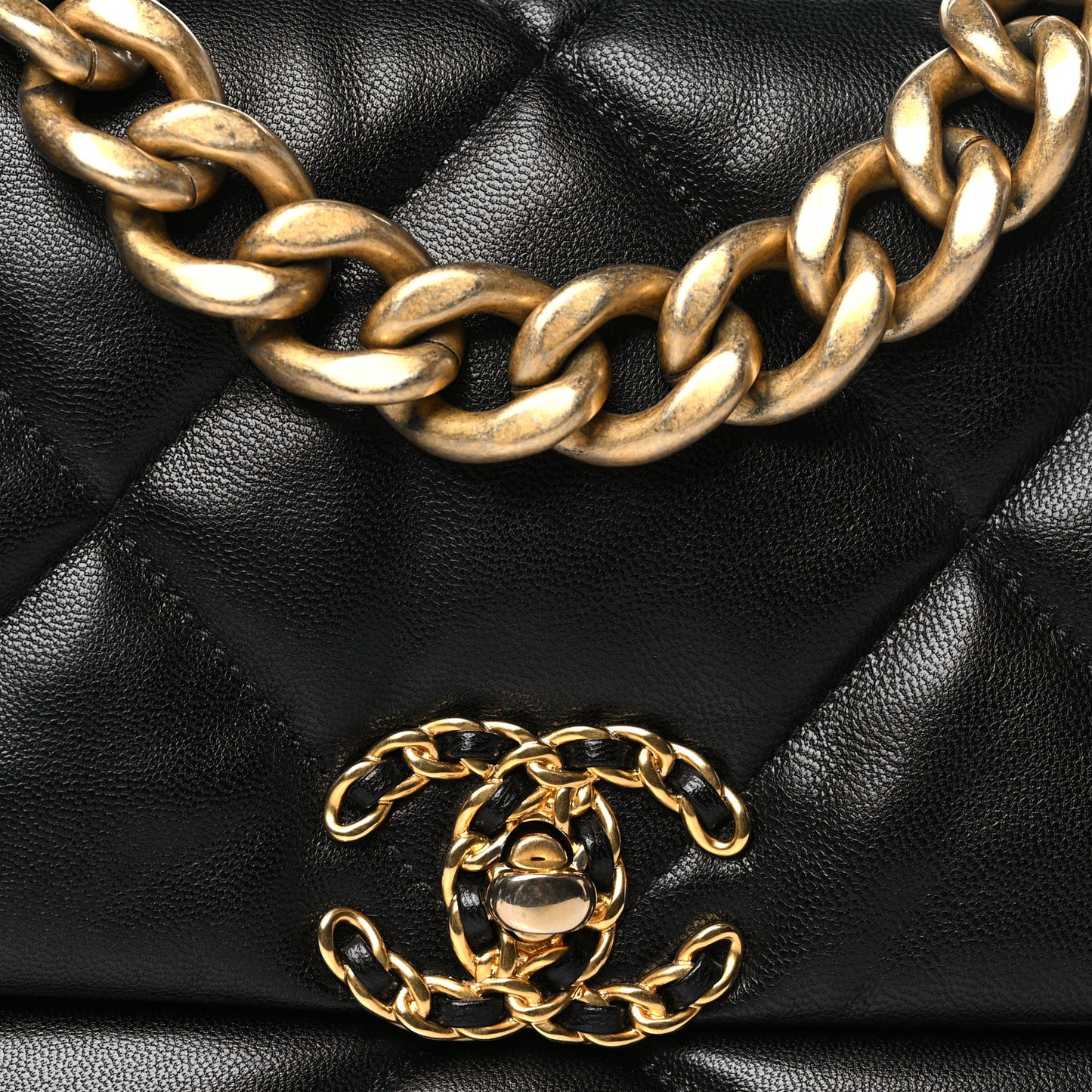 Lambskin Quilted Large Chanel 19 Flap Black