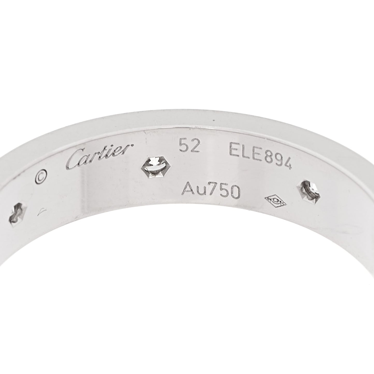18K White Gold 8 Diamond 4mm Wedding Band LOVE Ring 52 6