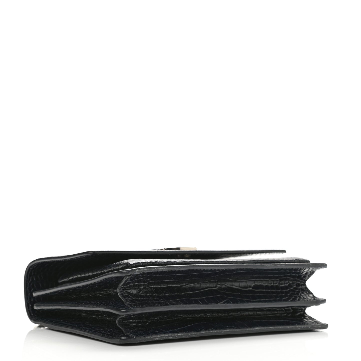 Calfskin Crocodile Embossed Medium Monogram Sunset Navy
