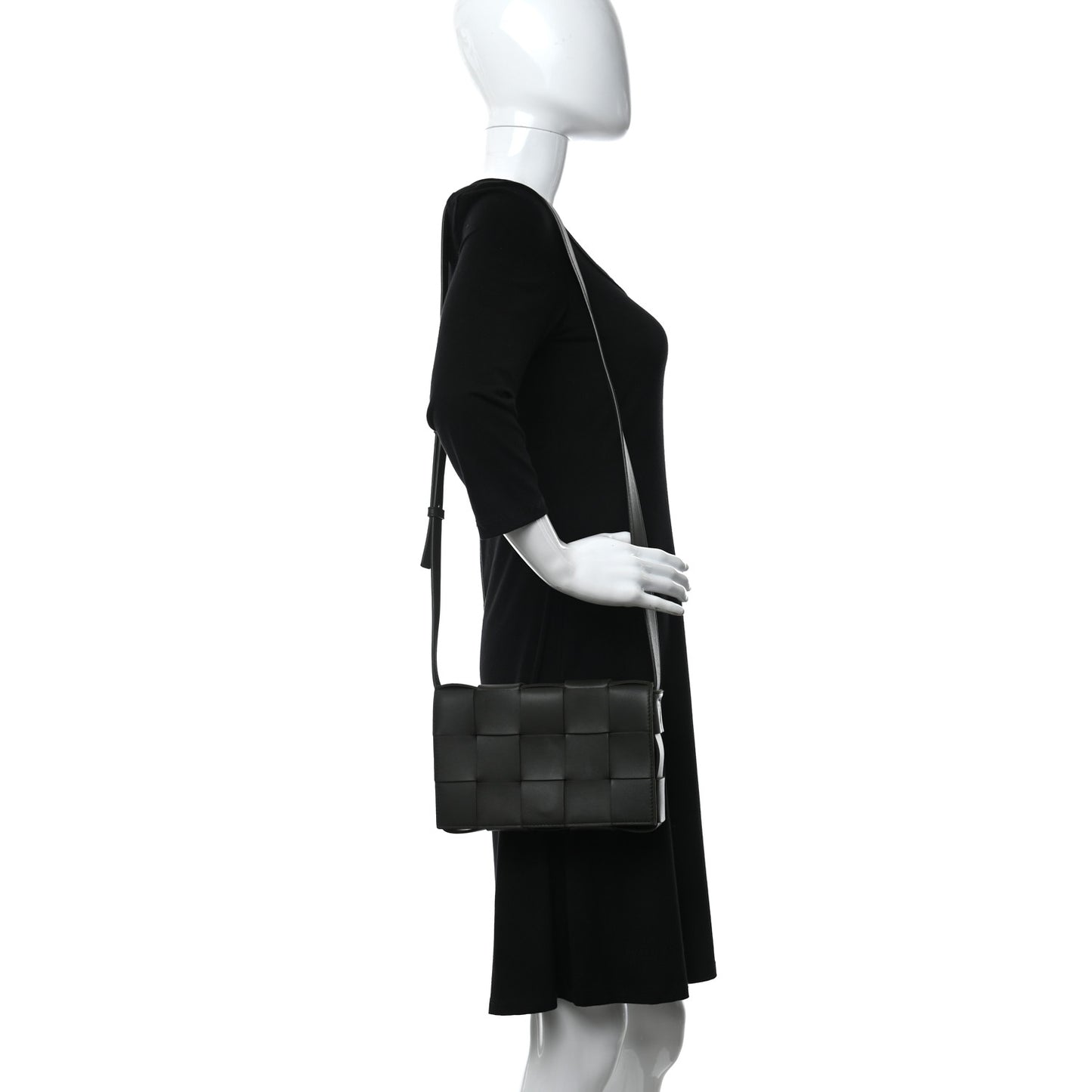 Lambskin Maxi Intrecciato Cassette Crossbody Bag Black