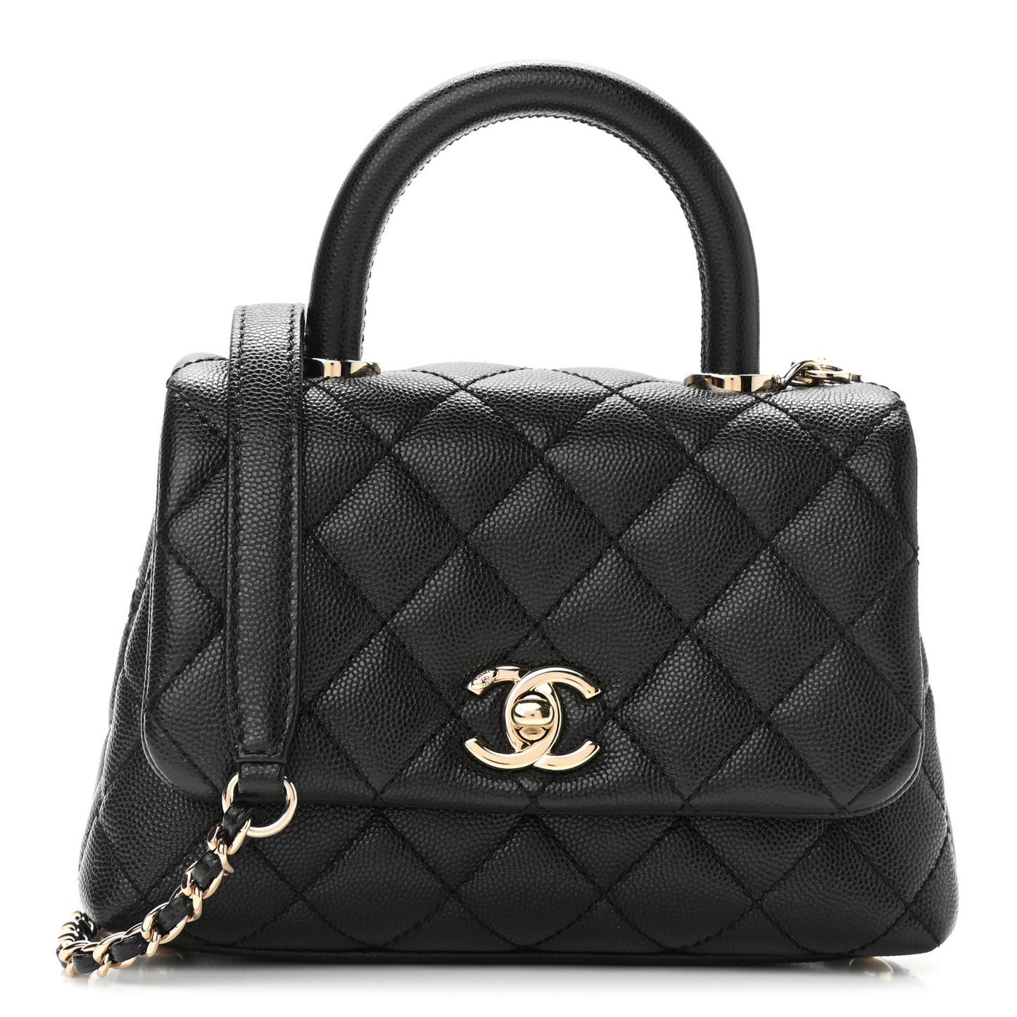 Caviar Quilted Extra Mini Coco Handle Flap Black