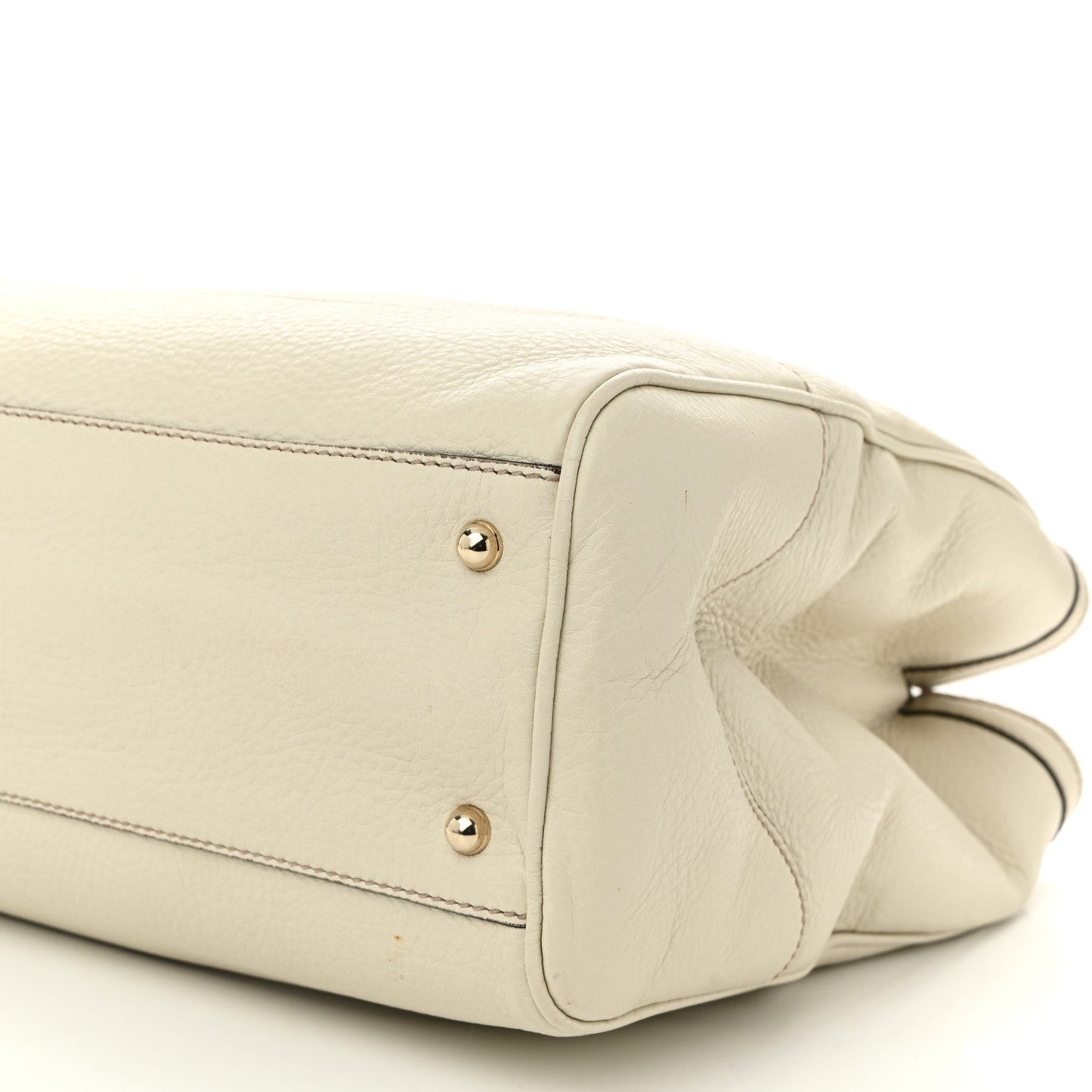 Grained Calfskin Medium Diana Bamboo Top Handle Tote Ivory