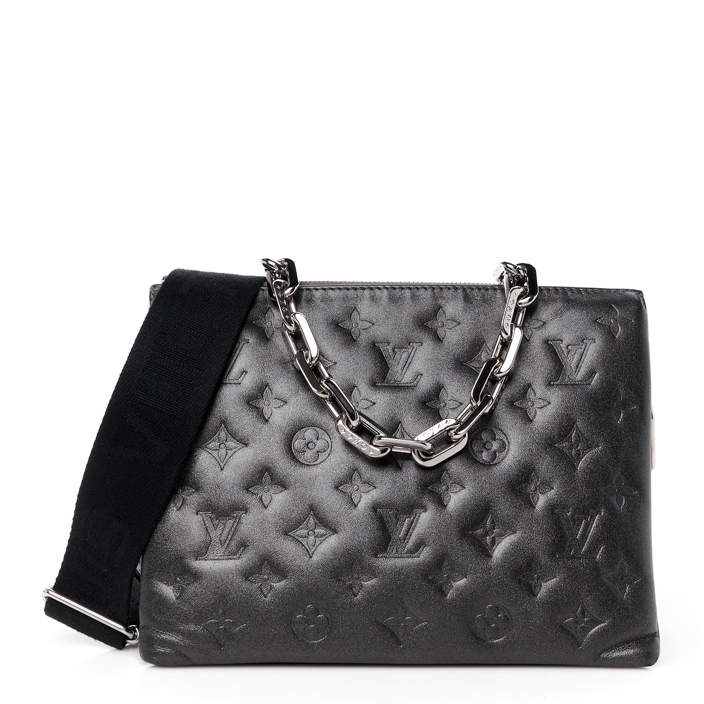 Lambskin Embossed Monogram Coussin PM Anthracite