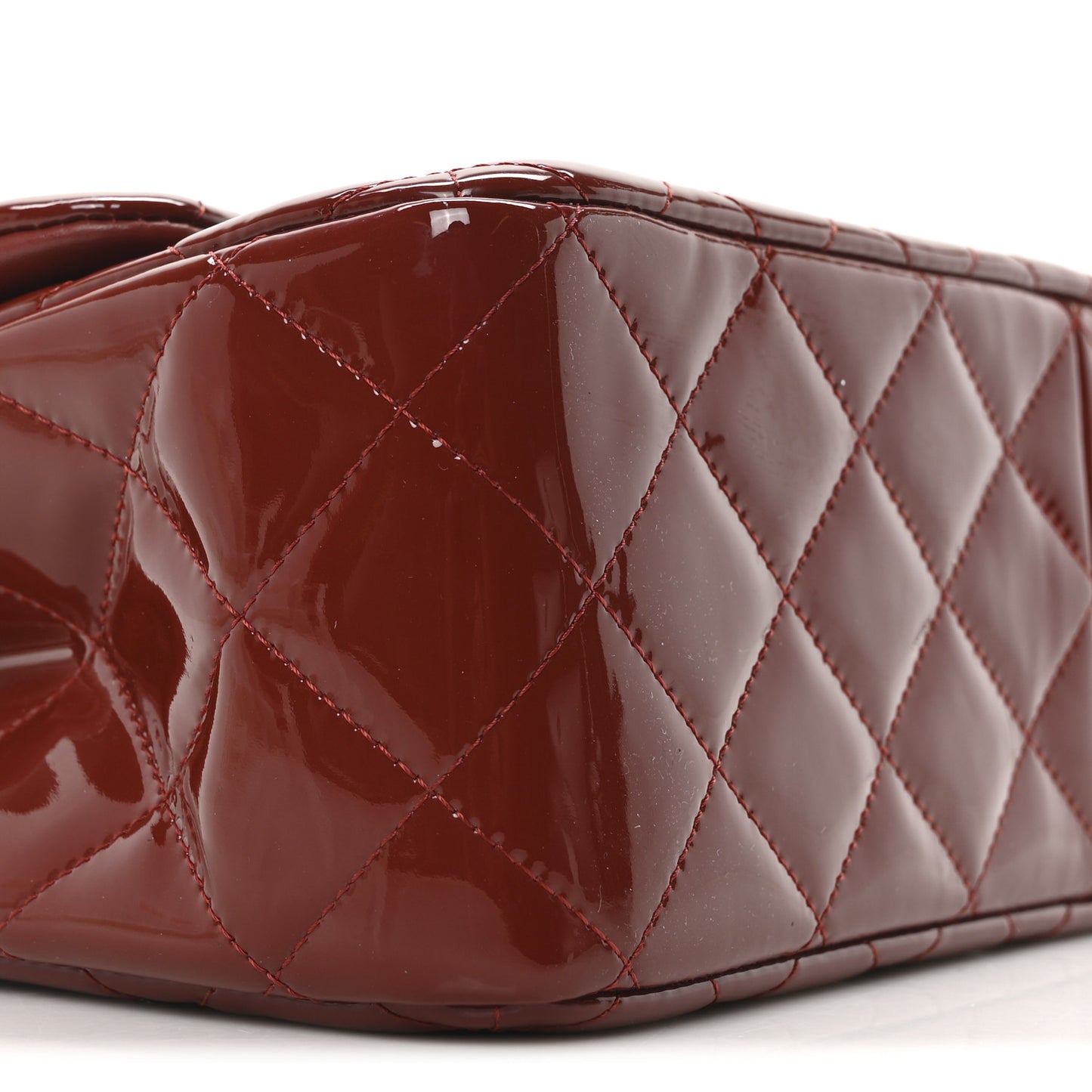Patent Quilted Jumbo Double Flap Dark Red