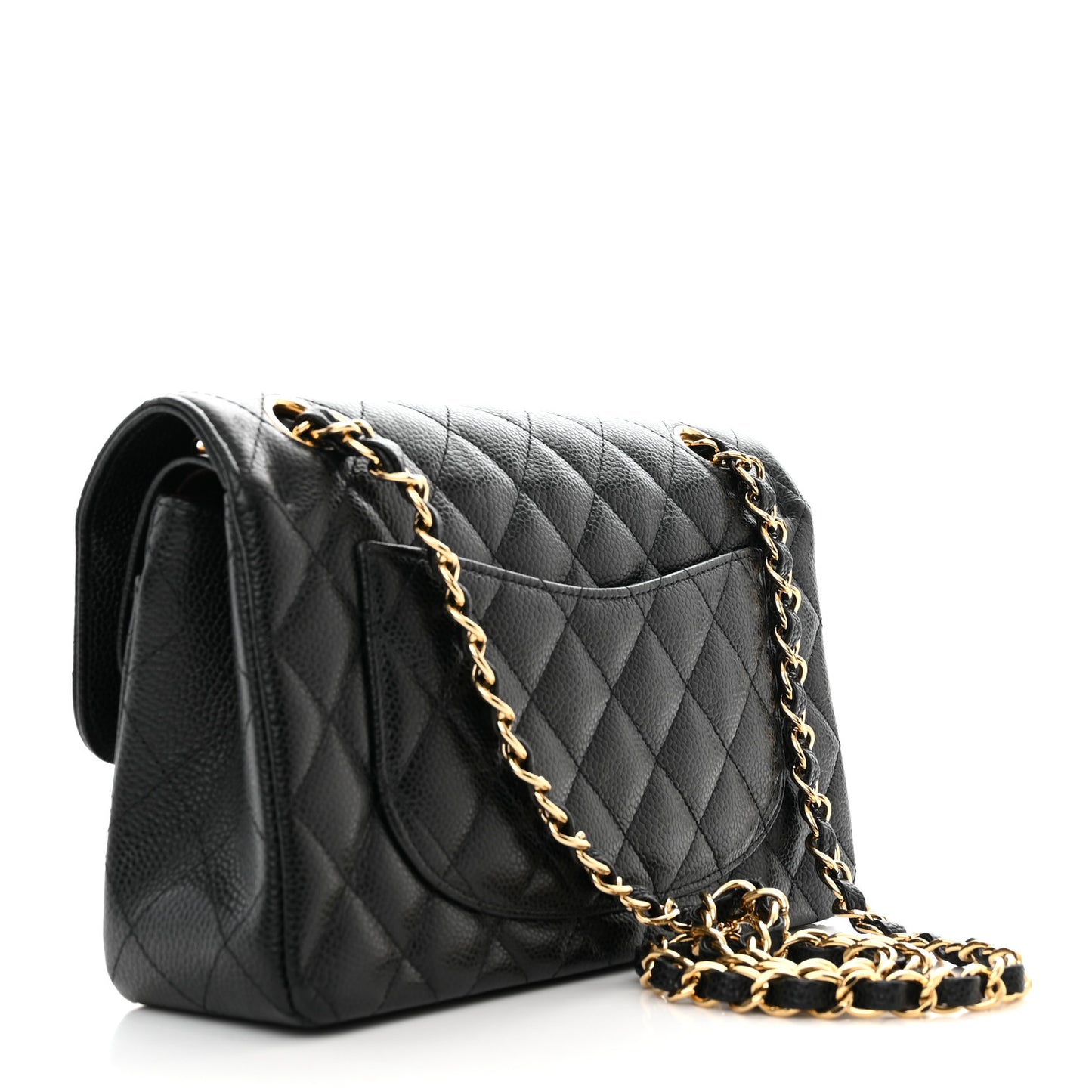 Caviar Quilted Small Double Flap Black