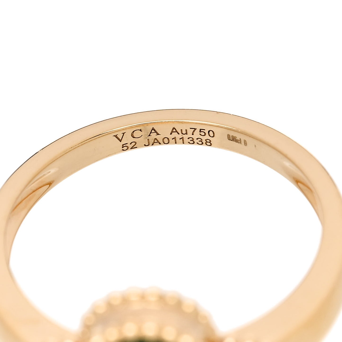 18K Yellow Gold Diamond Malachite Vintage Alhambra Ring 52 6