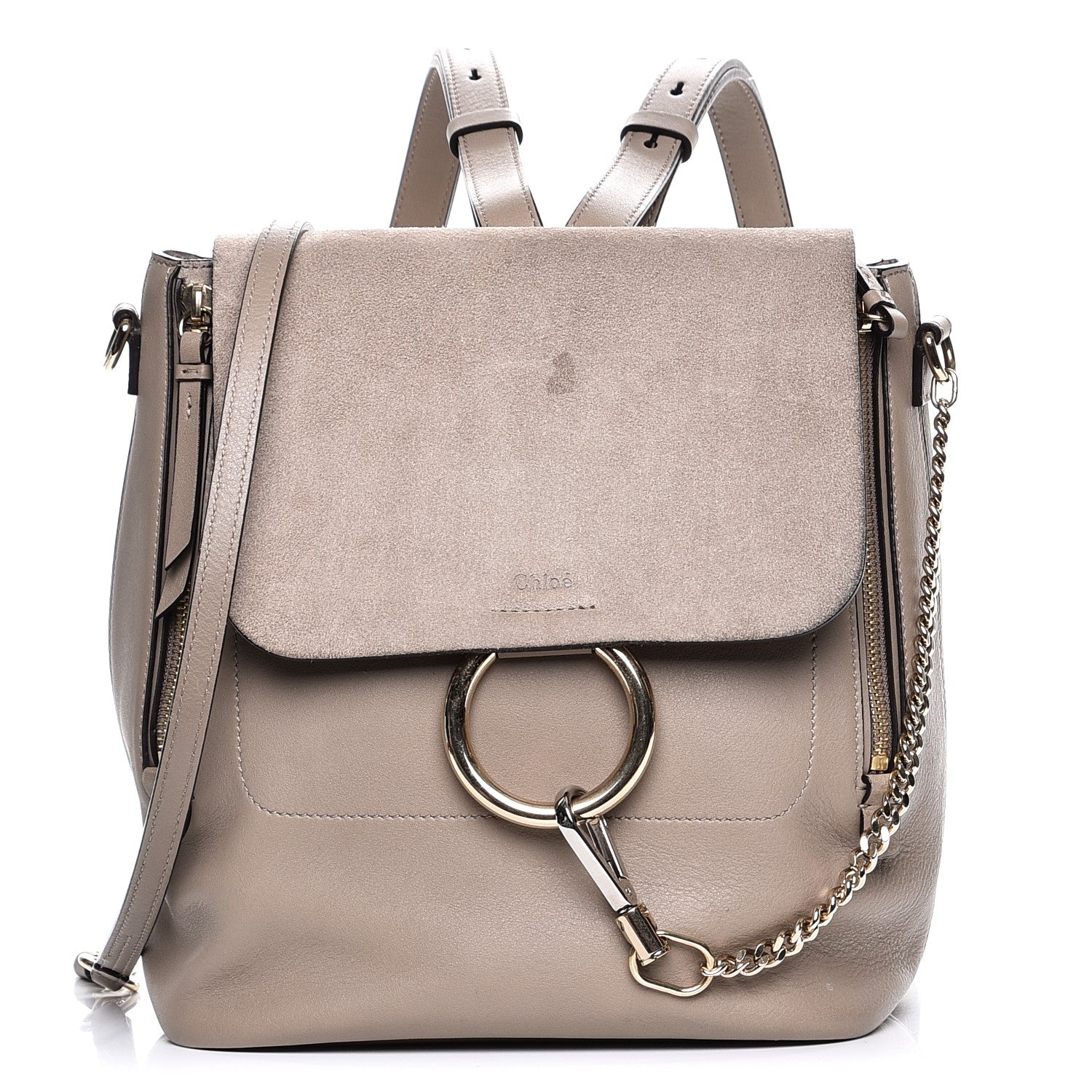 Chloe Suede Calfskin Medium Faye Backpack Motty Grey 243258