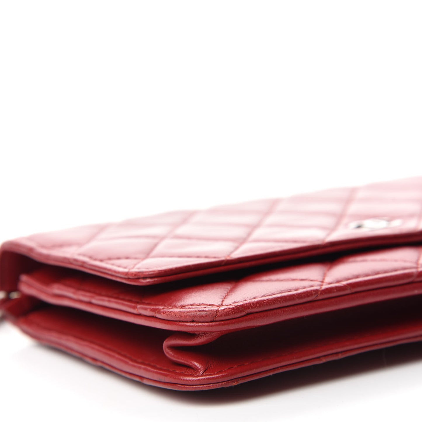 Lambskin Quilted Wallet on Chain WOC Red
