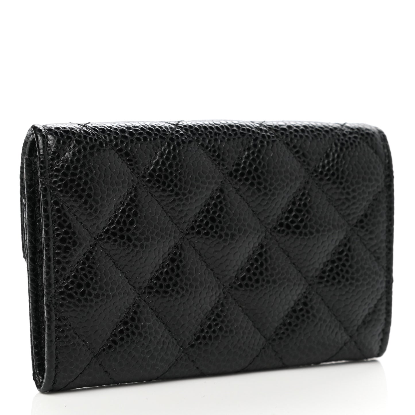 Caviar Quilted Flap Card Holder Black